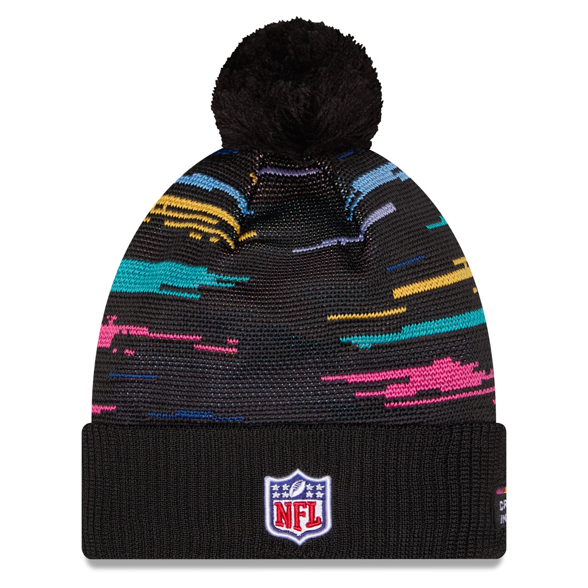 Men's New Era Black Indianapolis Colts 2026 NFL Crucial Catch Cuffed Knit Hat with Pom