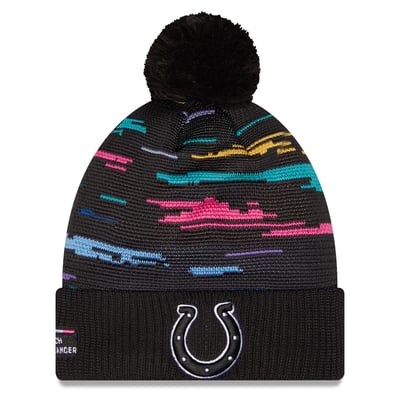 Indianapolis Colts New Era 2026 NFL Crucial Catch Cuffed Knit Hat with Pom - Black