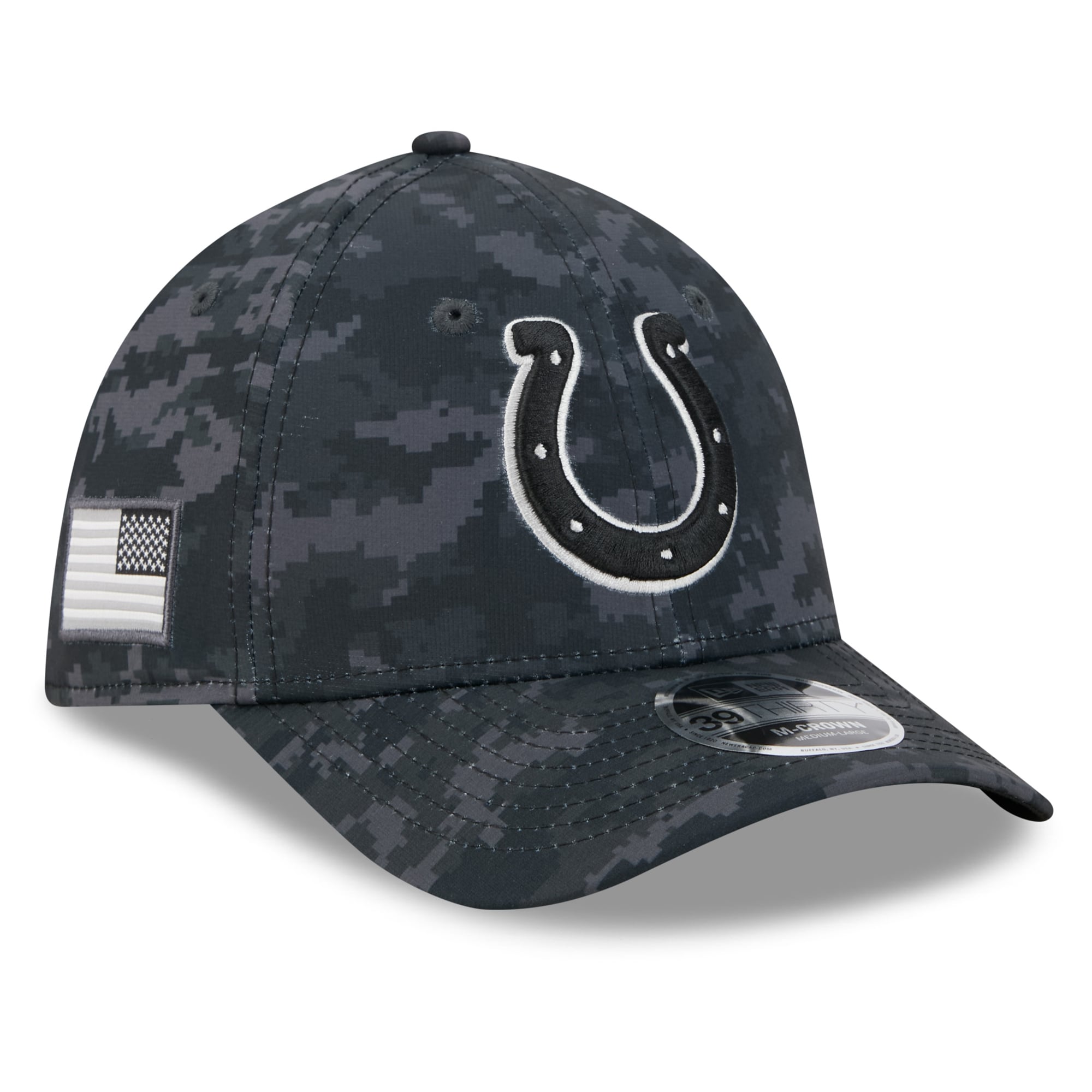 Men's New Era Black Indianapolis Colts 2026 Salute To Service 39THIRTY M-Crown Stretch Hat