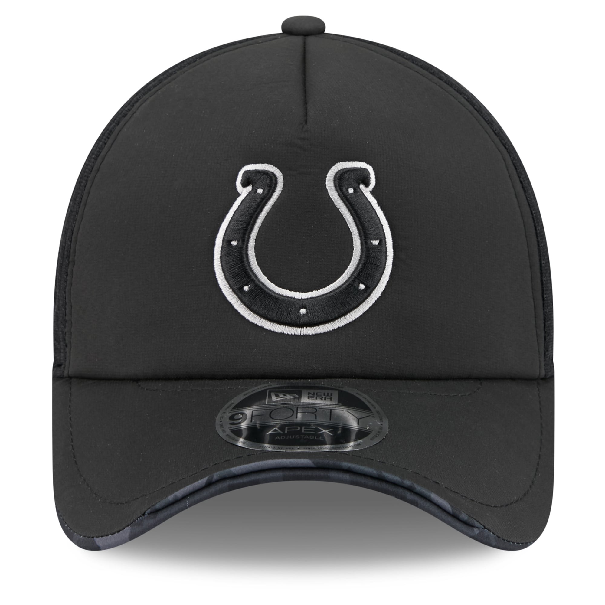 Men's New Era Black Indianapolis Colts 2026 Salute To Service Apex 9FORTY Adjustable Trucker Hat