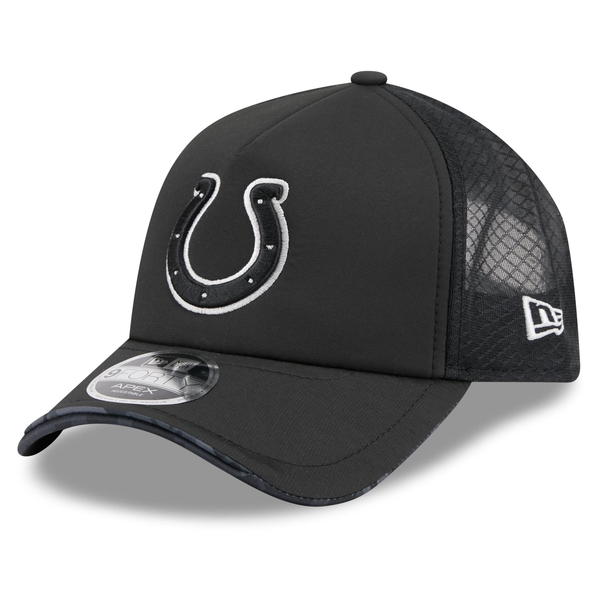 Men's New Era Black Indianapolis Colts 2026 Salute To Service Apex 9FORTY Adjustable Trucker Hat