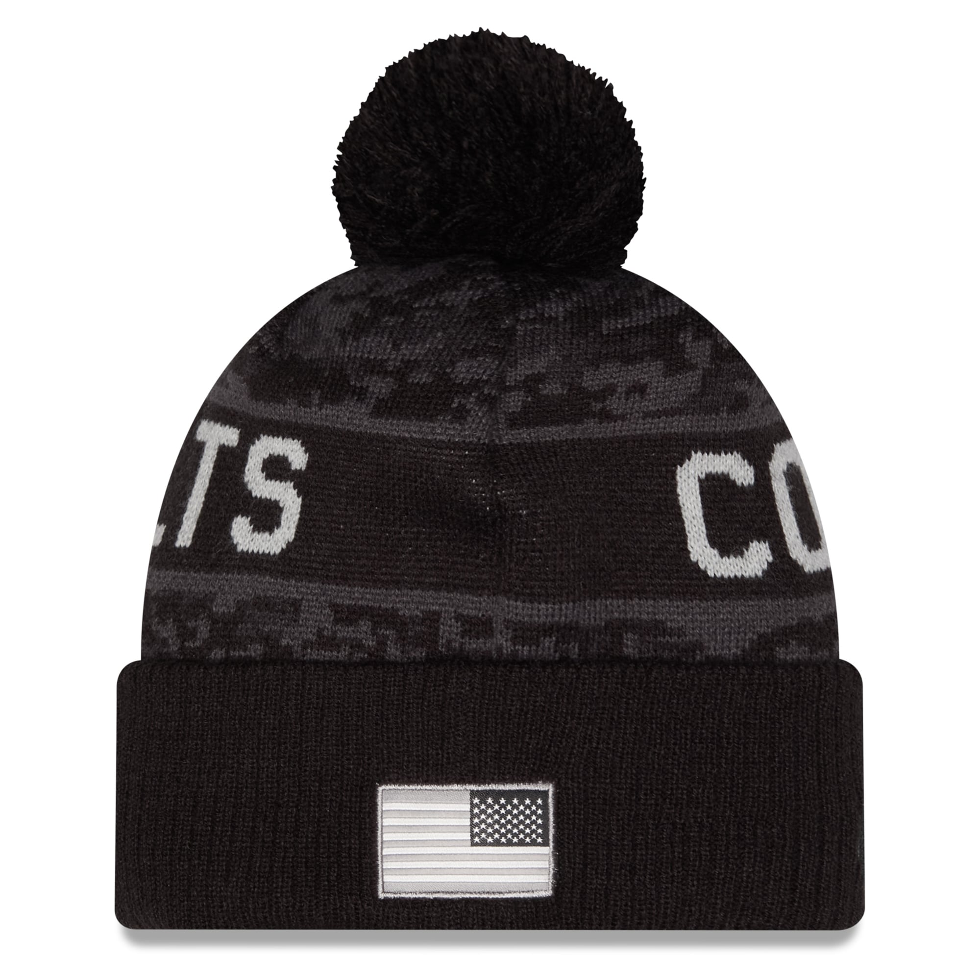 Bonnet à revers New Era noir pour homme, Indianapolis Colts 2026 Salute To Service, avec pompon