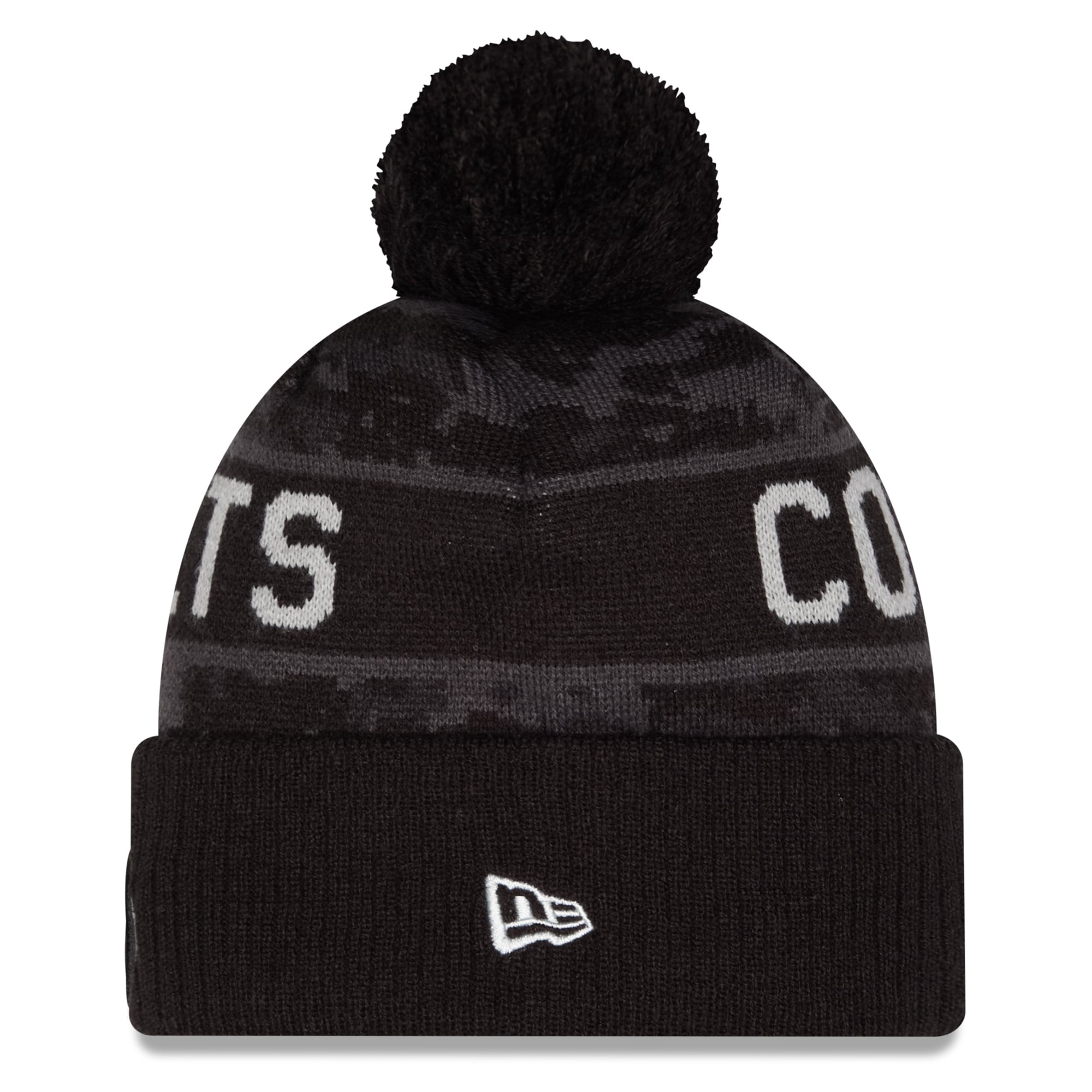 Bonnet à revers New Era noir pour homme, Indianapolis Colts 2026 Salute To Service, avec pompon