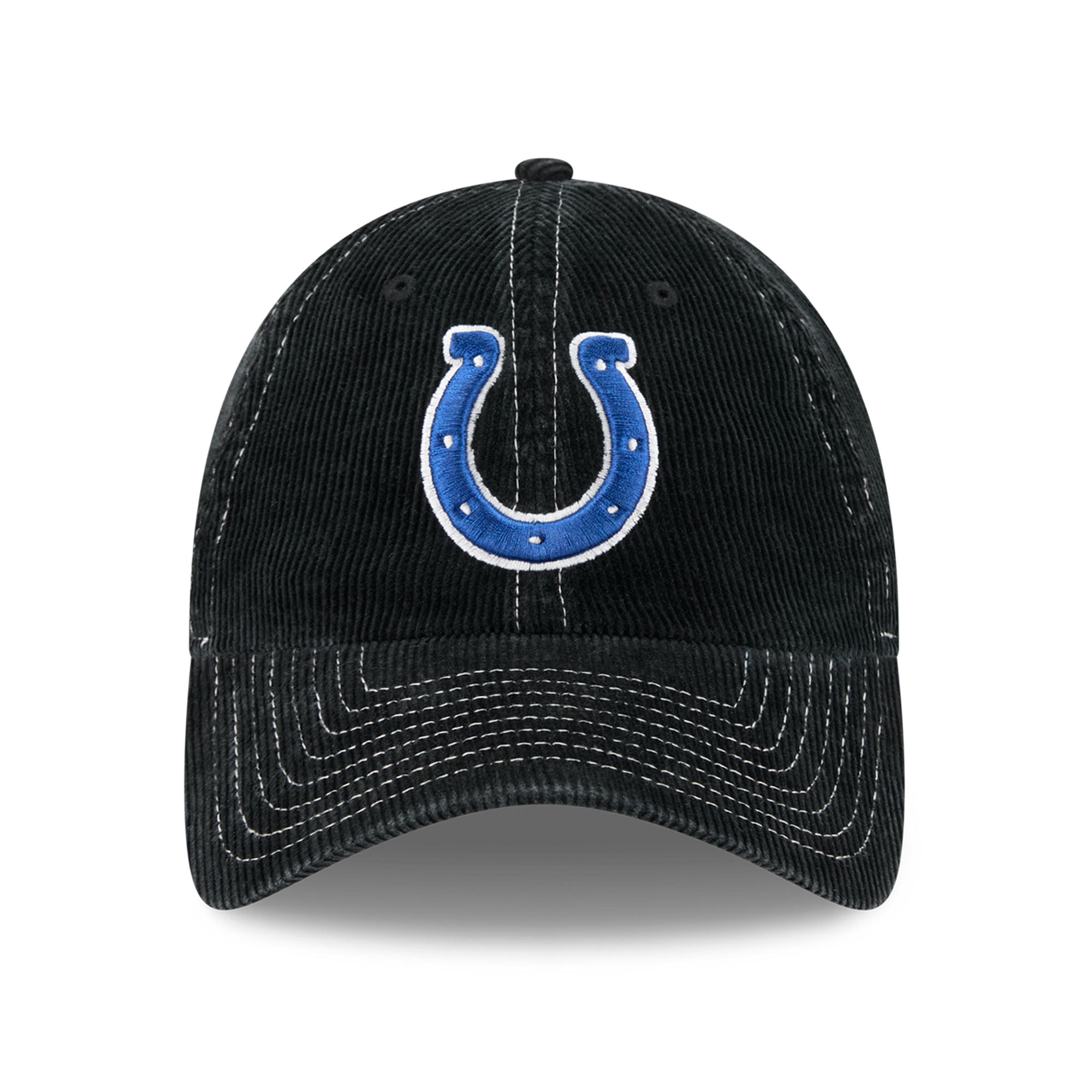 Casquette New Era noire pour homme, modèle Indianapolis Colts, en velours côtelé, style classique décontracté et ajustable