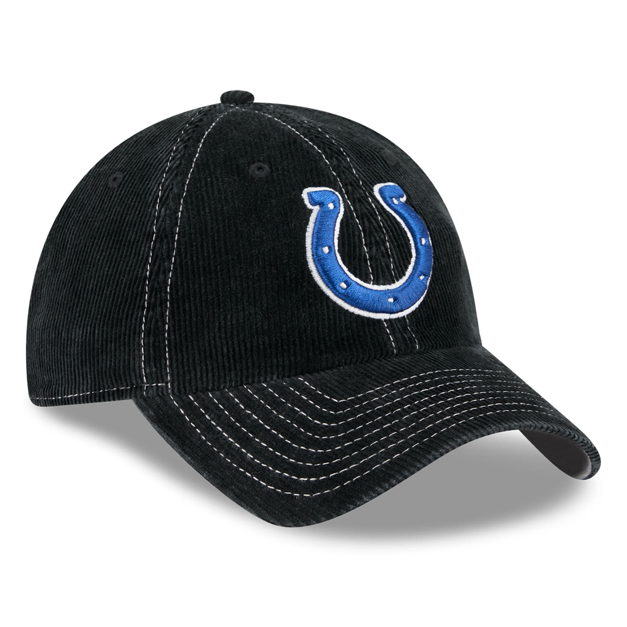 Casquette New Era noire pour homme, modèle Indianapolis Colts, en velours côtelé, style classique décontracté et ajustable