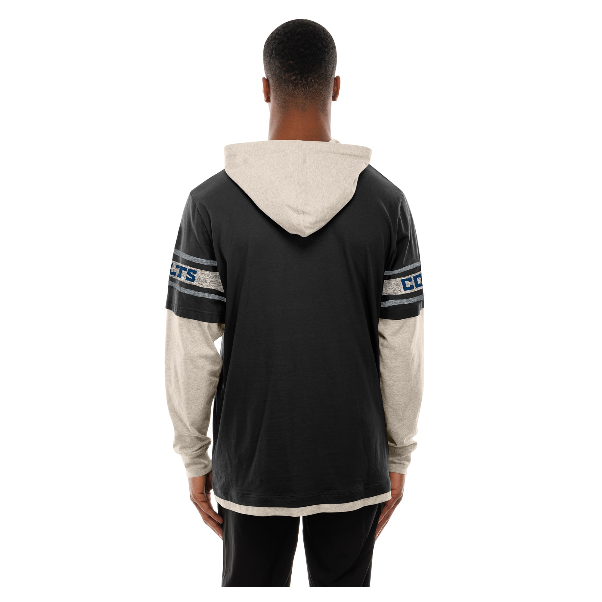 T-shirt à capuche manches longues New Era noir Indianapolis Colts pour homme