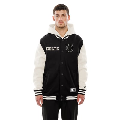 Indianapolis Colts New Era Full-Snap Fleece Hooded Jacket - Black/Cream