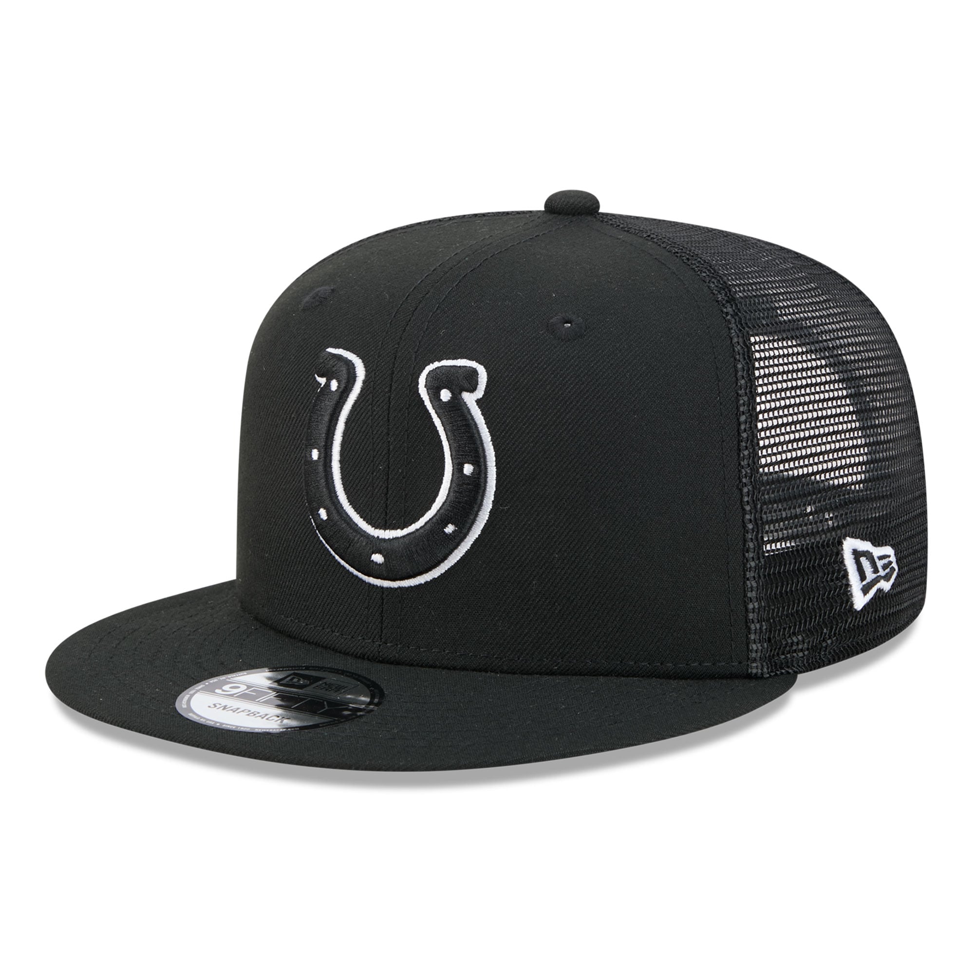 Casquette trucker snapback New Era 9FIFTY Indianapolis Colts noire et blanche pour homme