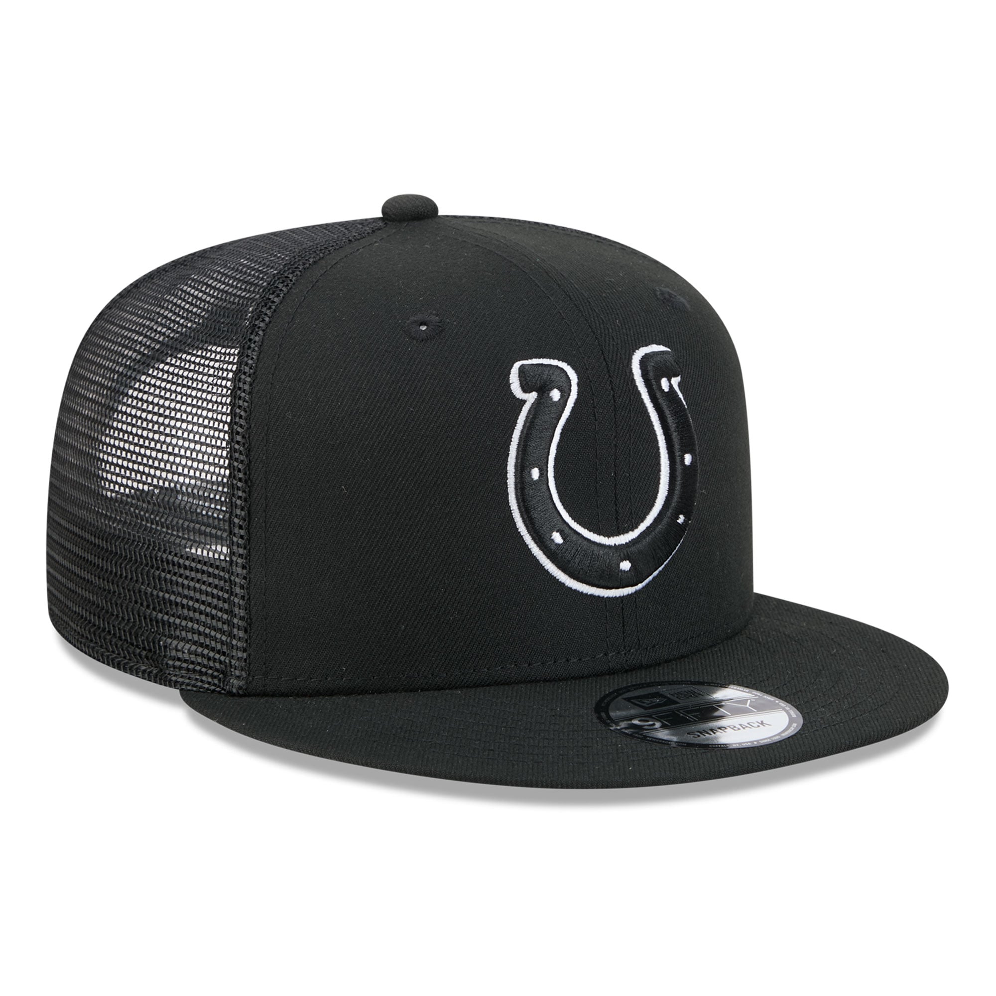 Casquette trucker snapback New Era 9FIFTY Indianapolis Colts noire et blanche pour homme