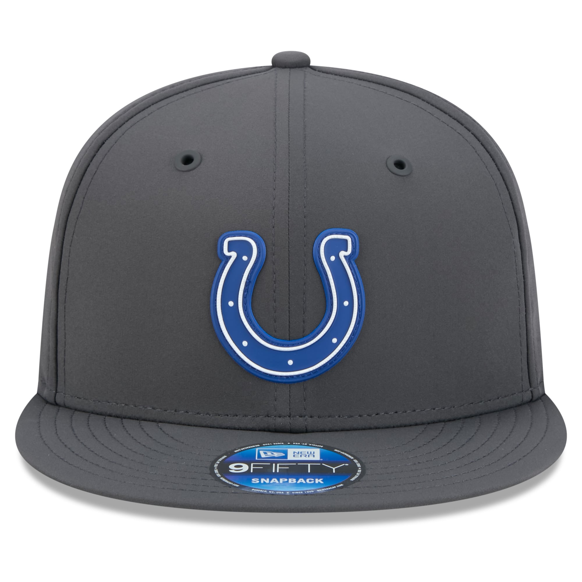 Casquette snapback New Era 9FIFTY pour homme, couleur anthracite, Indianapolis Colts 2026, idéale pour les temps froids.