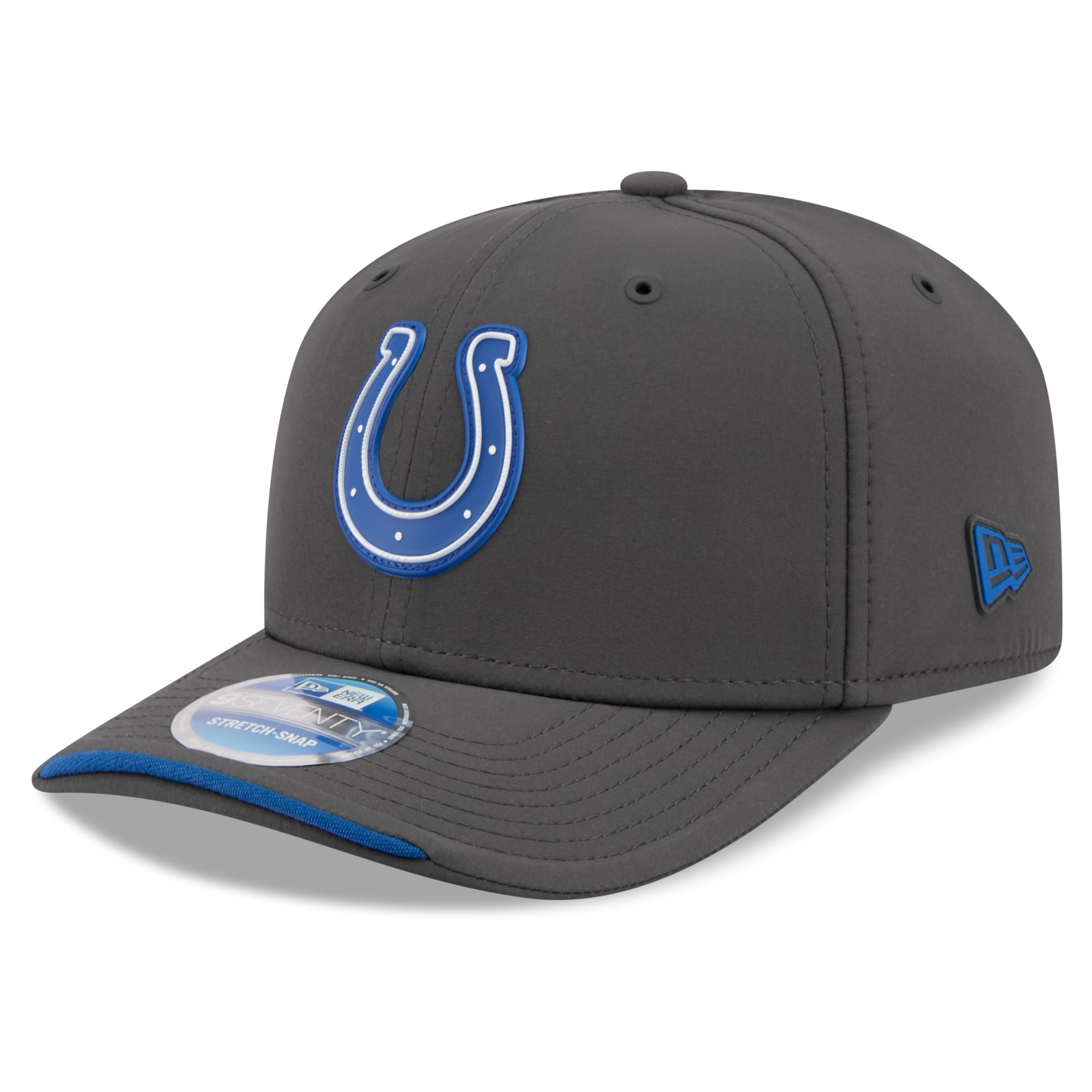 Casquette ajustable New Era Charcoal Indianapolis Colts 2026 Sideline pour temps froid 9SEVENTY