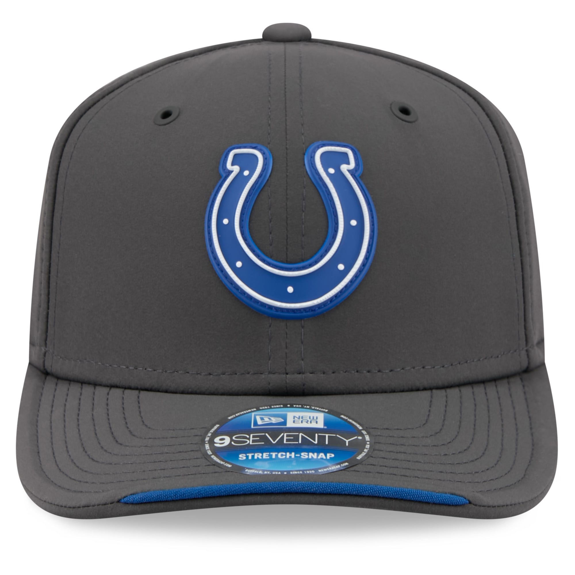 Casquette ajustable New Era Charcoal Indianapolis Colts 2026 Sideline pour temps froid 9SEVENTY