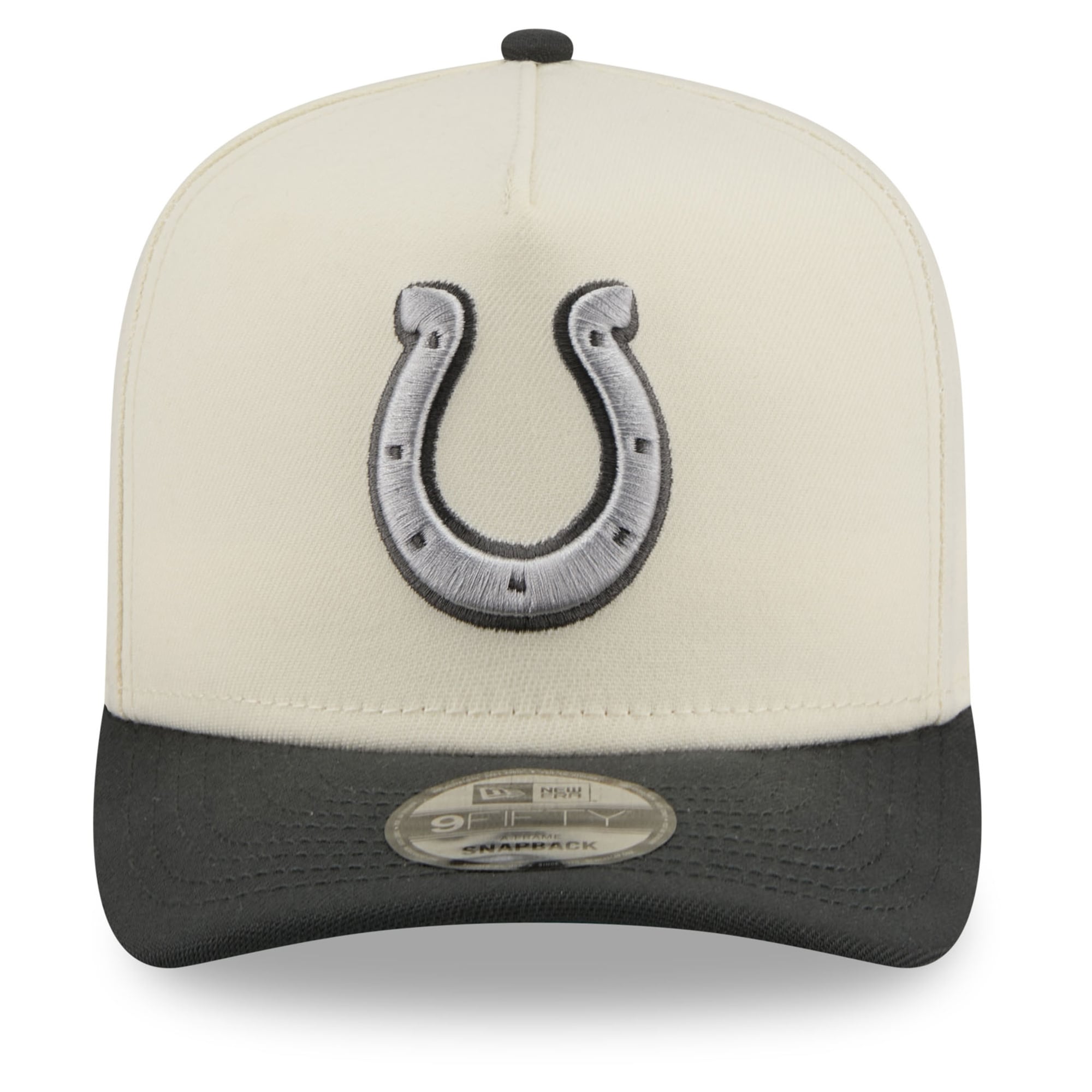 Men's New Era Cream Indianapolis Colts 2026 Rivalries Collection Fan Pack A-Frame 9FIFTY Snapback Hat
