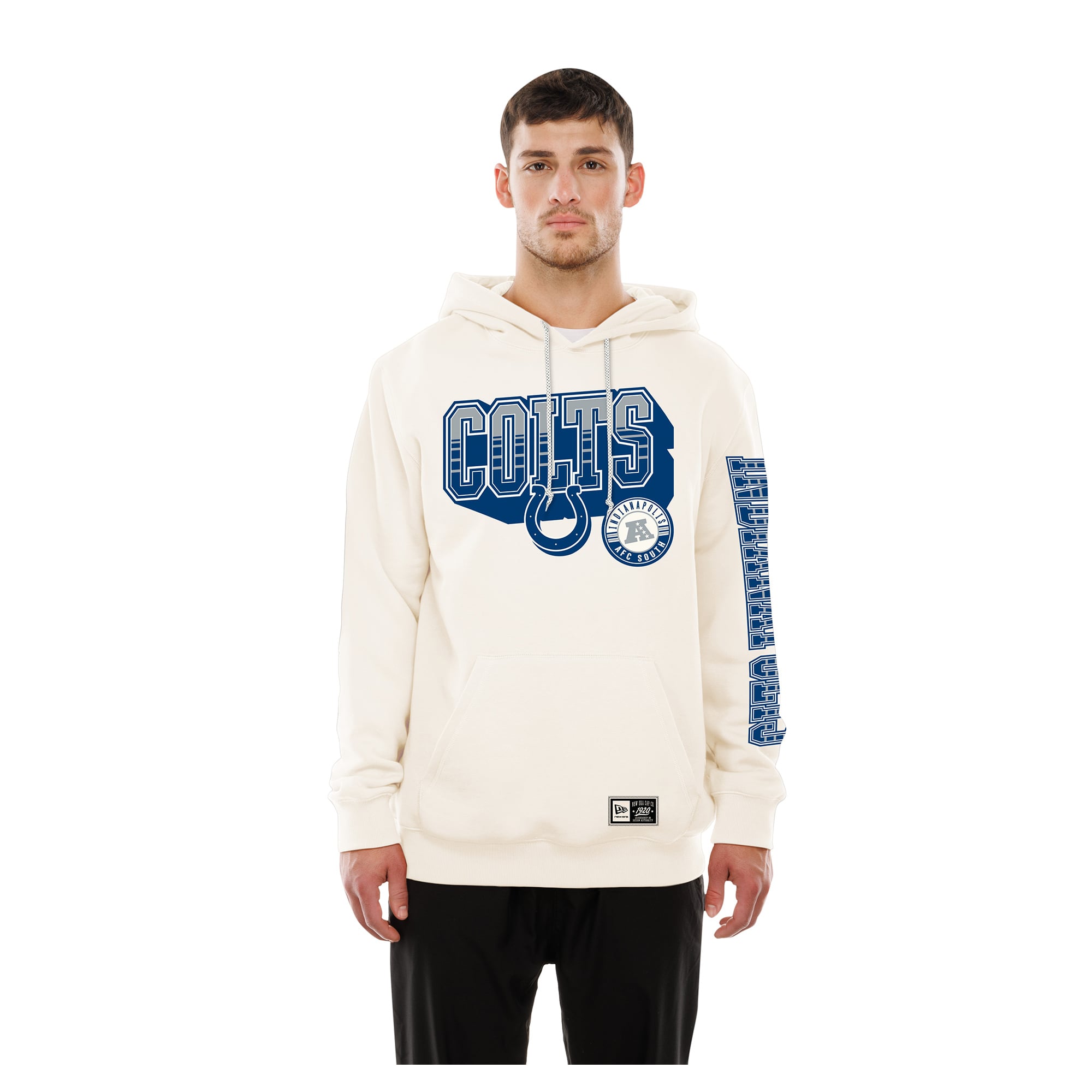 Sweat à capuche New Era crème pour homme, Indianapolis Colts Dune Dust