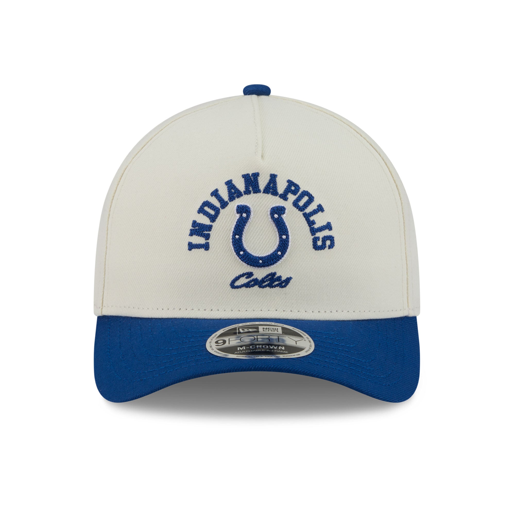 Casquette ajustable New Era pour homme, crème/bleu roi, Indianapolis Colts Arch 9FORTY, modèle A-Frame M-Crown
