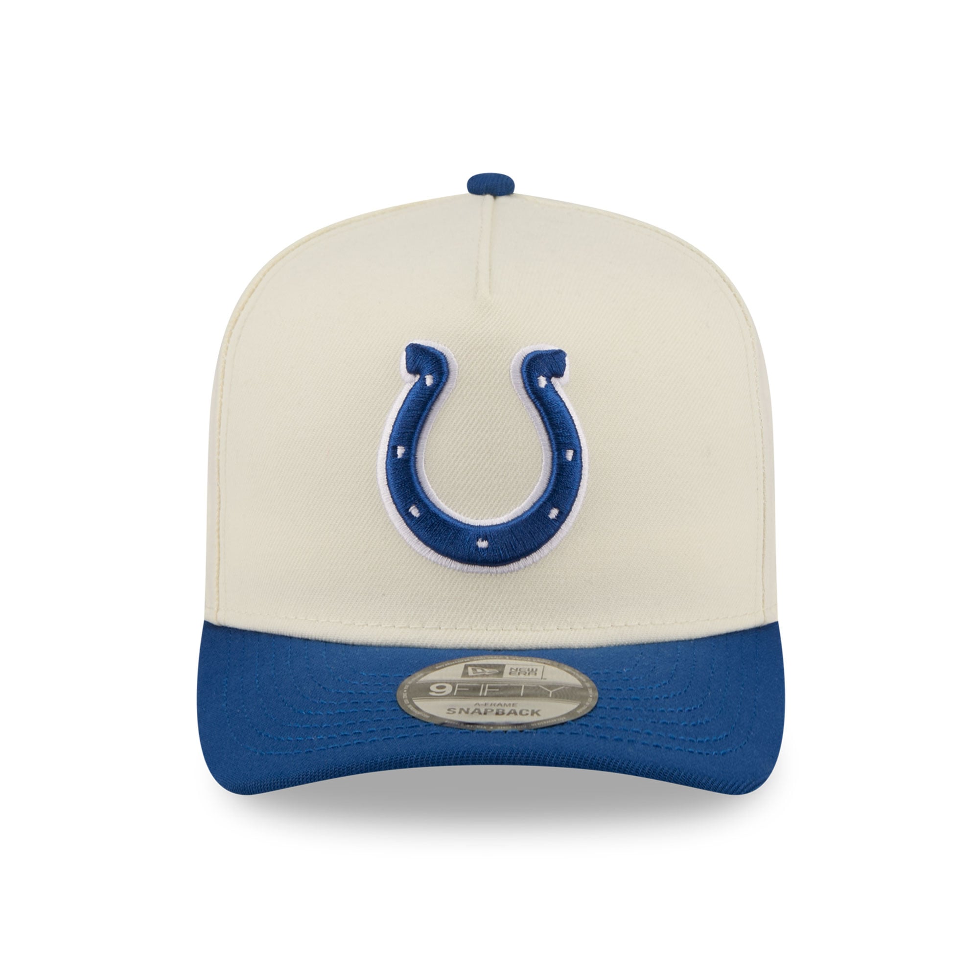 Casquette snapback New Era 9FIFTY pour homme, crème/bleu roi, logo Indianapolis Colts à l'arrière.