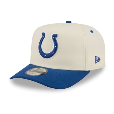Indianapolis Colts New Era Rear Wordmark A-Frame 9FIFTY Snapback Hat - Cream/Royal