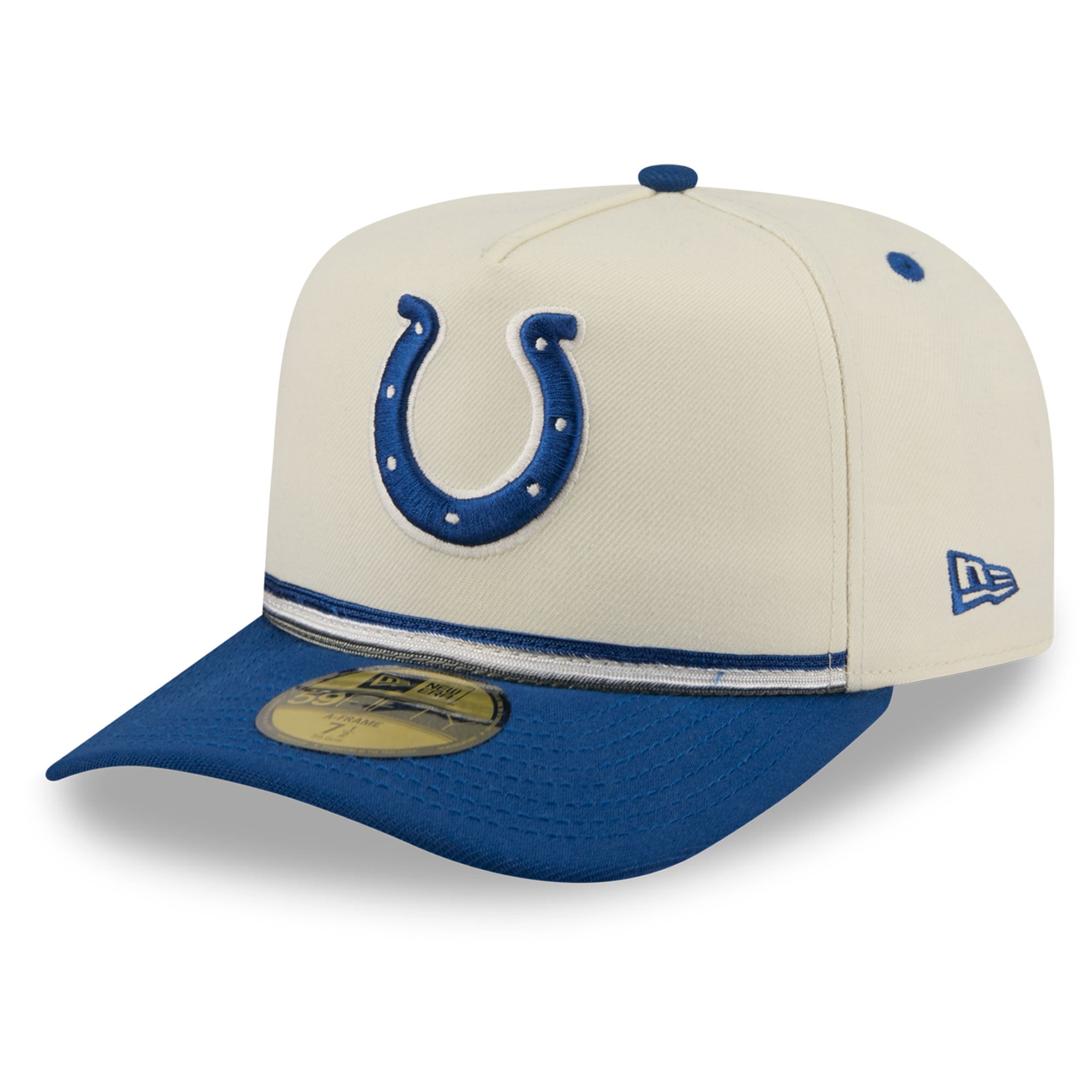 Casquette ajustée New Era 59FIFTY vintage crème/bleu roi Indianapolis Colts pour homme