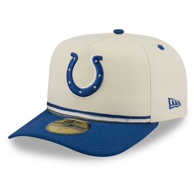 Indianapolis Colts New Era Vintage A-Frame 59FIFTY Fitted Hat - Cream/Royal