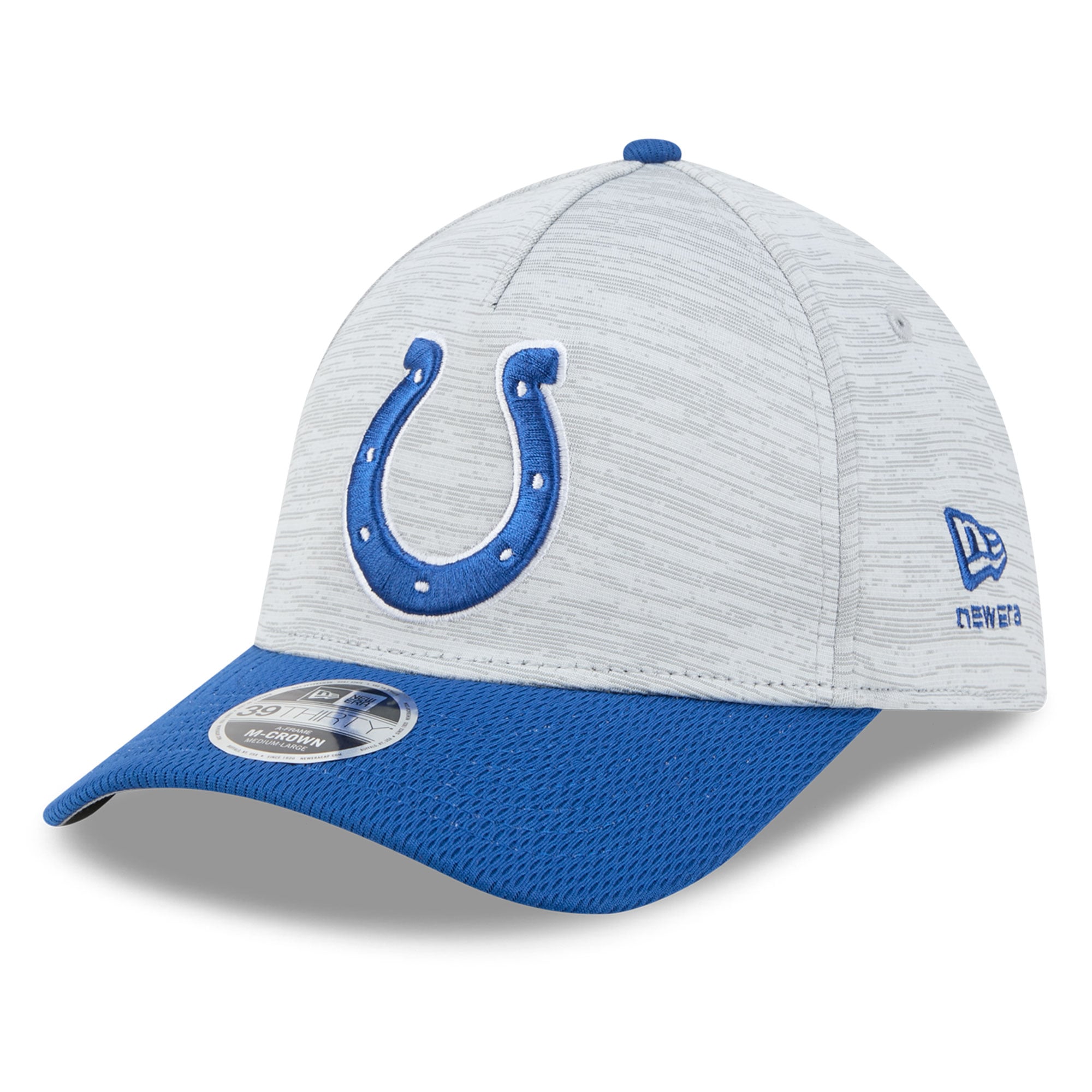 Casquette New Era Flex pour homme, grise et bleue, Indianapolis Colts Tech M-Crown A-Frame 39THIRTY