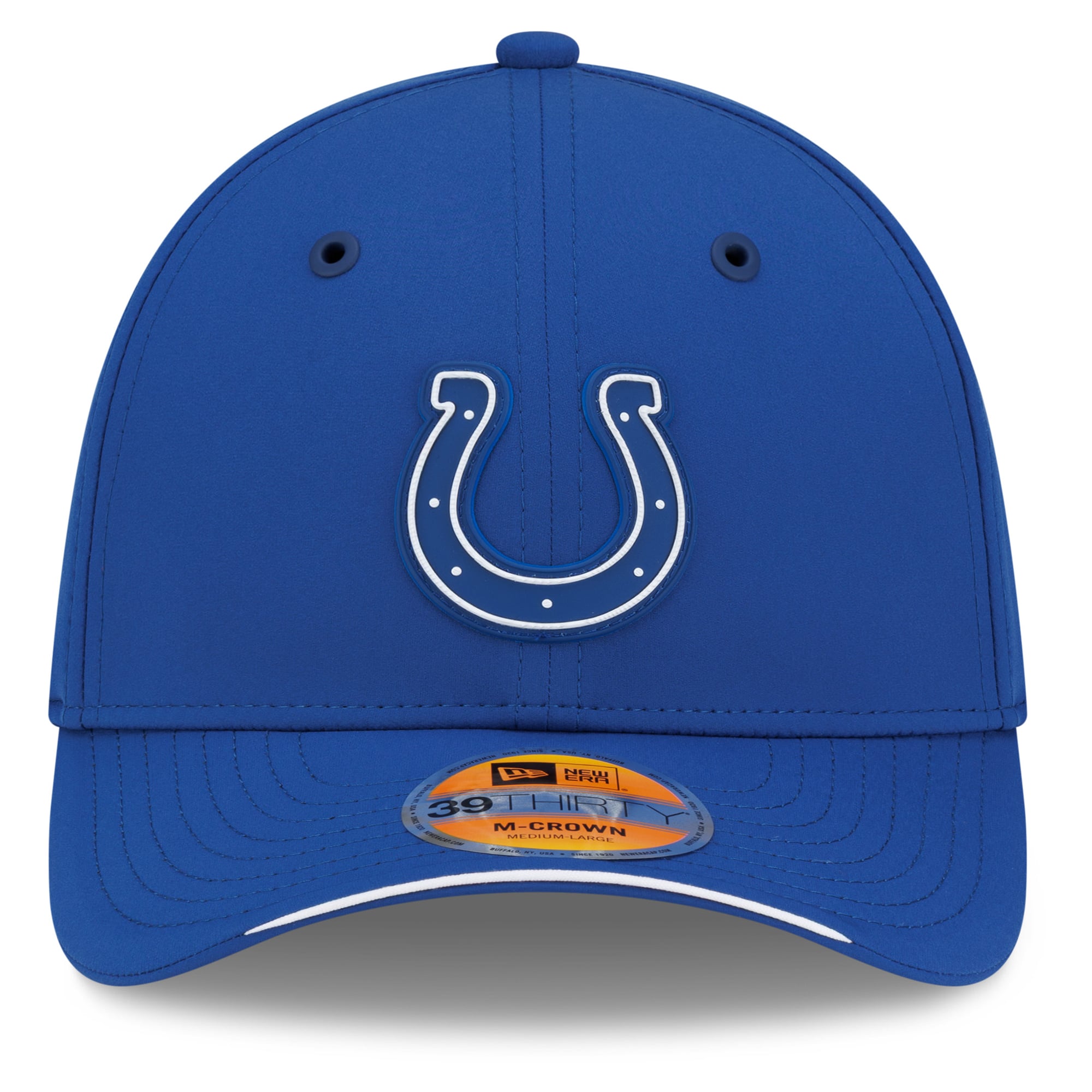 Casquette New Era Royal Indianapolis Colts 2026 Sideline 39THIRTY M-Crown Flex pour homme