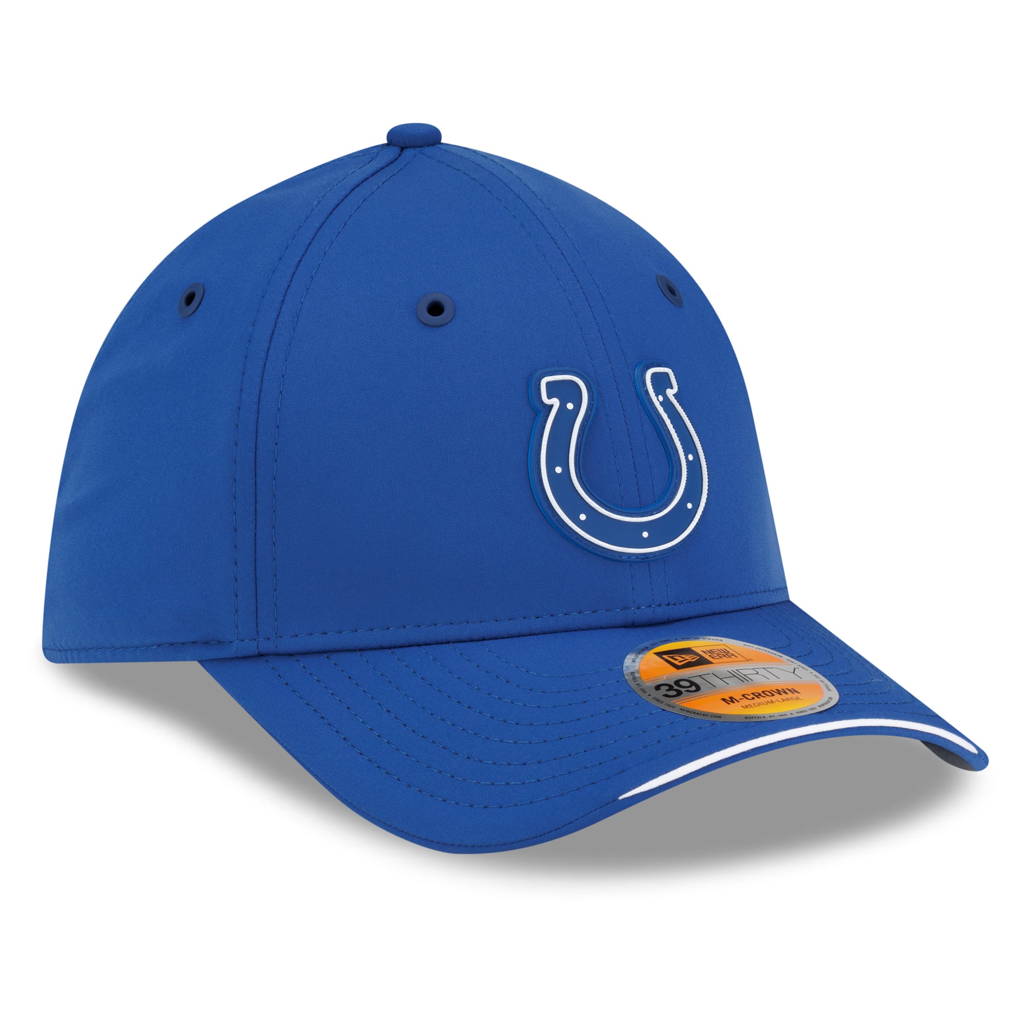 Casquette New Era Royal Indianapolis Colts 2026 Sideline 39THIRTY M-Crown Flex pour homme