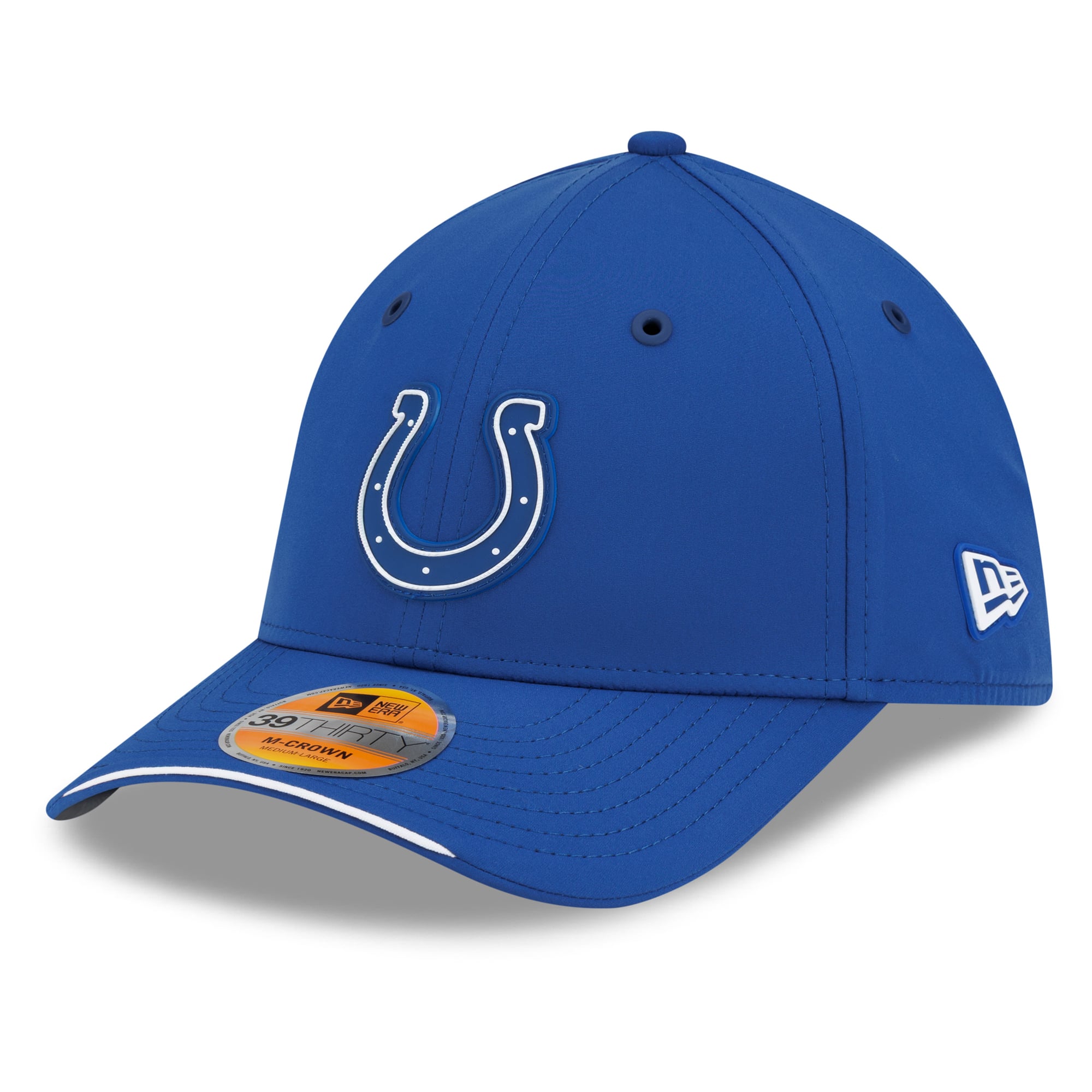 Casquette New Era Royal Indianapolis Colts 2026 Sideline 39THIRTY M-Crown Flex pour homme