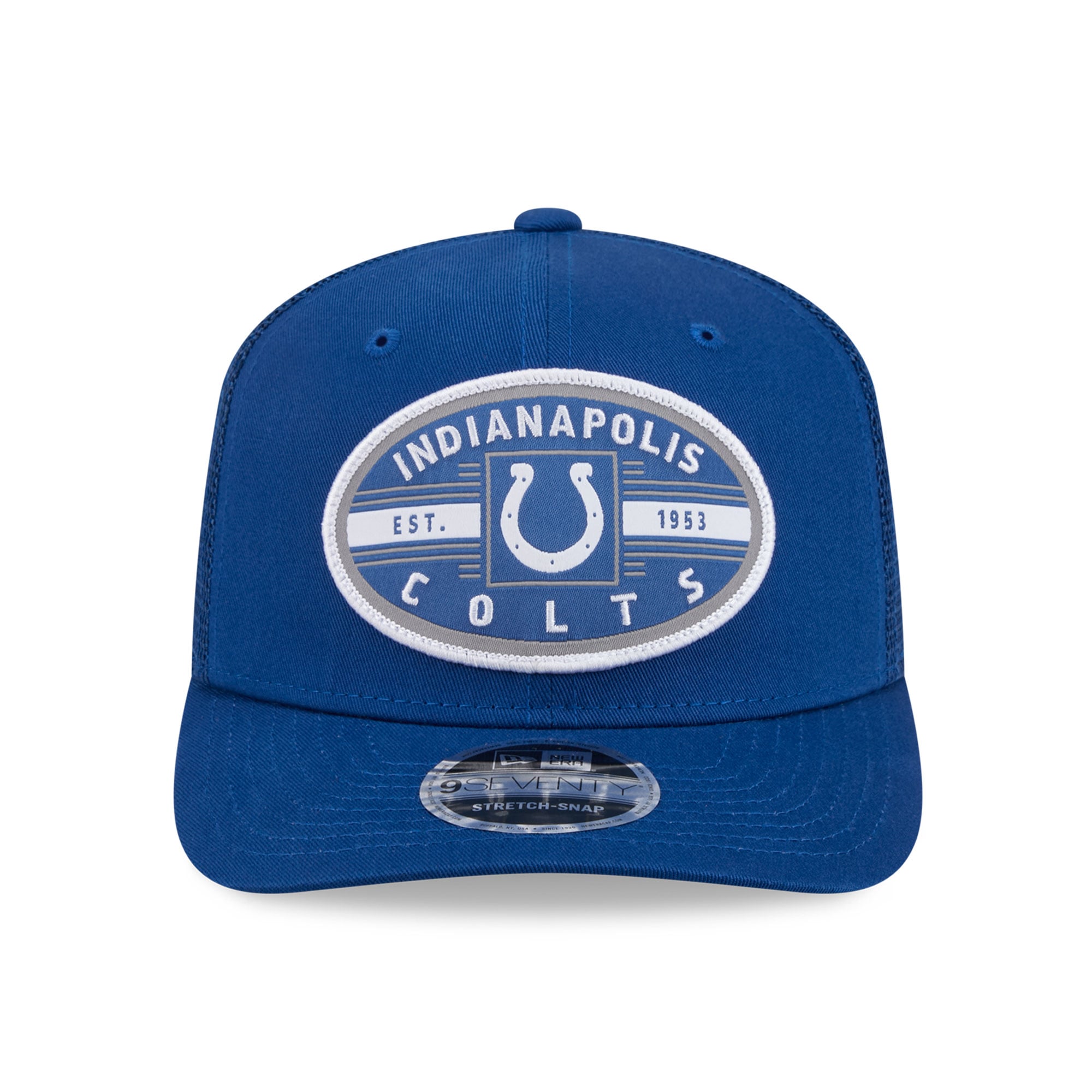 Casquette trucker New Era Royal Indianapolis Colts Collegiate 9SEVENTY pour homme
