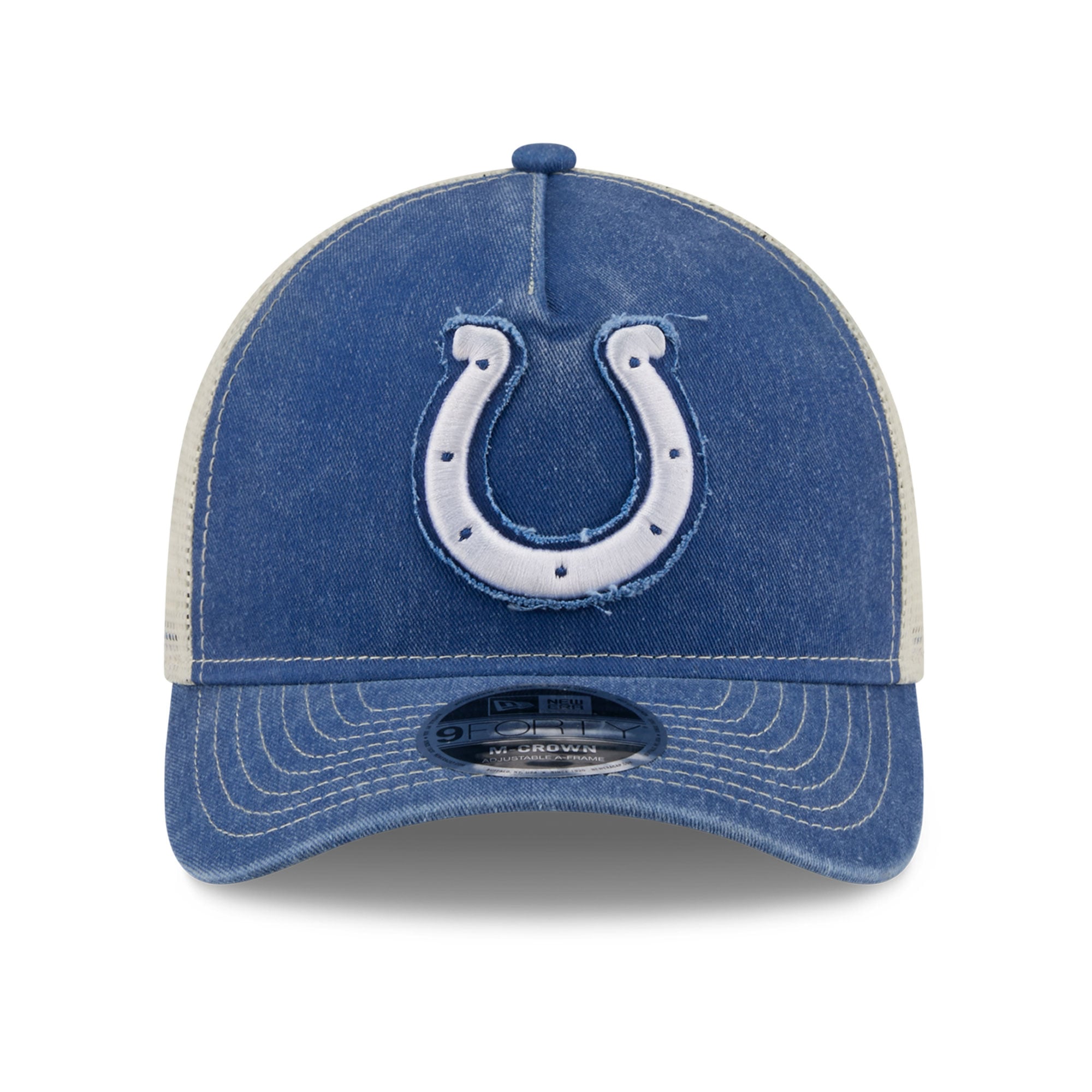 Casquette trucker ajustable New Era Royal Indianapolis Colts Fan 9FORTY A-Frame pour homme