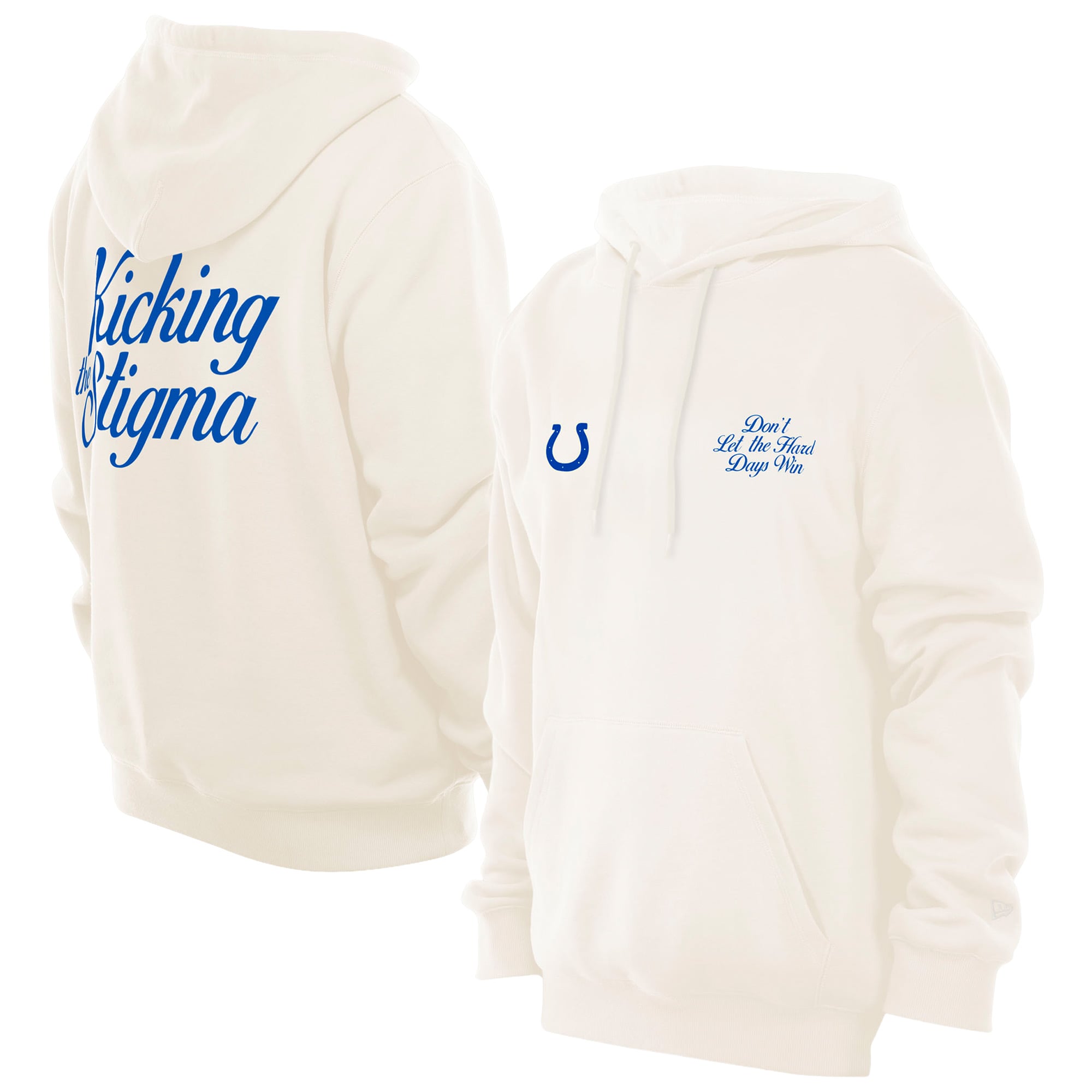 Men's New Era White Indianapolis Colts Kicking The Stigma Hoodie