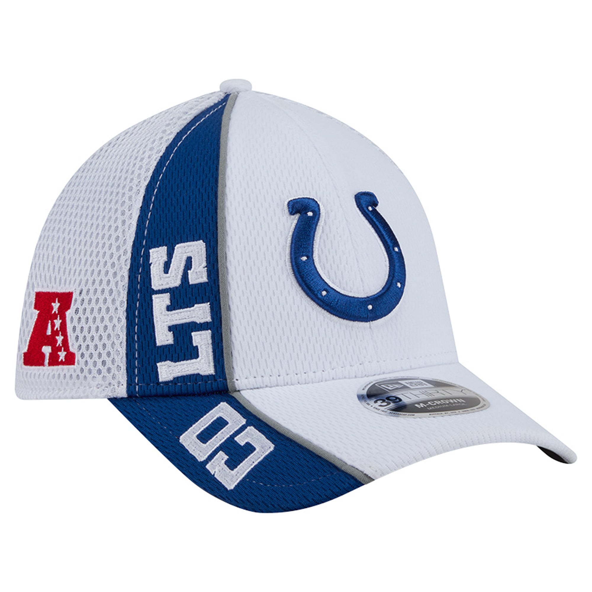 Casquette New Era blanche/bleu roi Indianapolis Colts Dash 39THIRTY M-Crown Flex pour homme