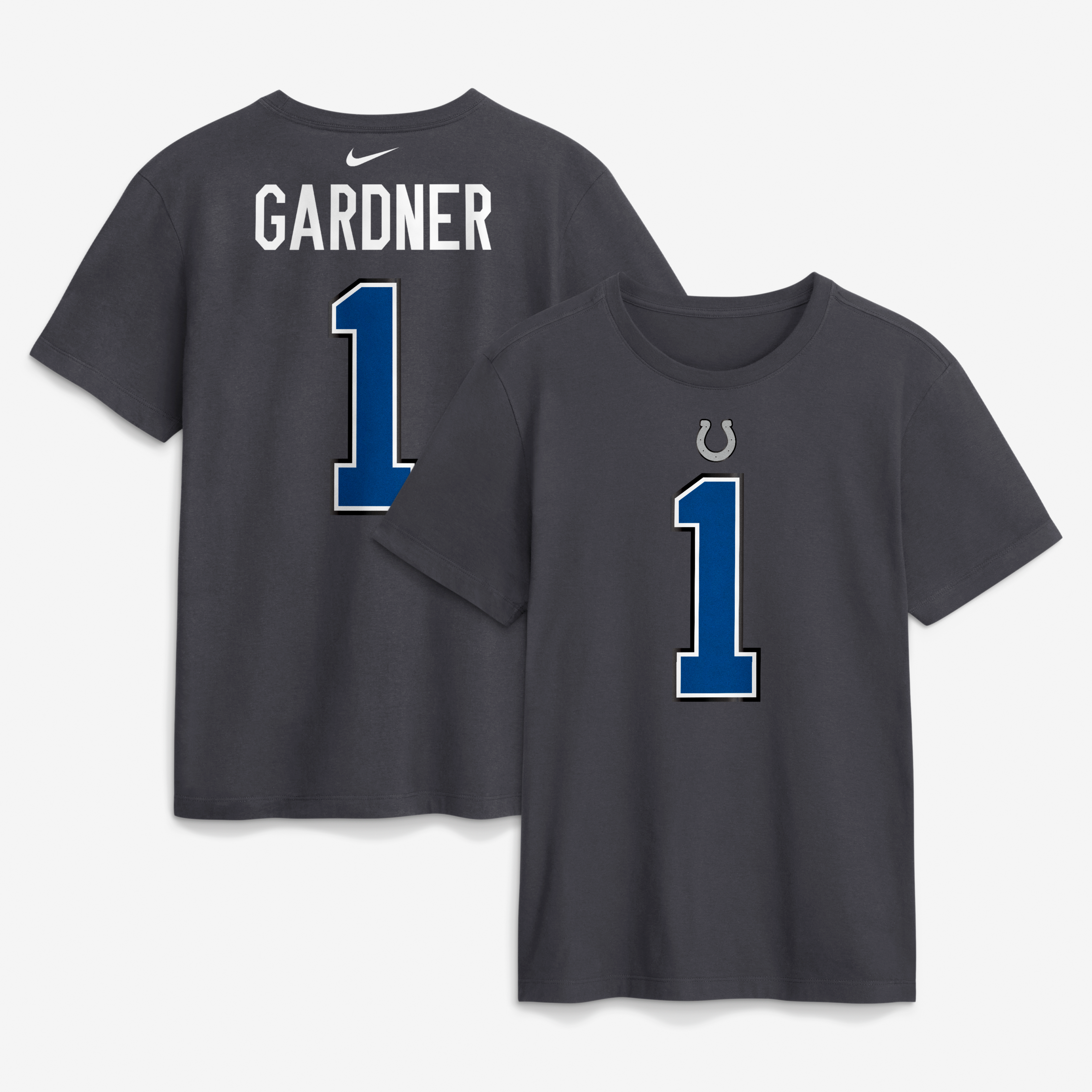 Men's Nike Ahmad Sauce Gardner Anthracite Indianapolis Colts 2026 Rivalries Collection Player Name & Number T-Shirt