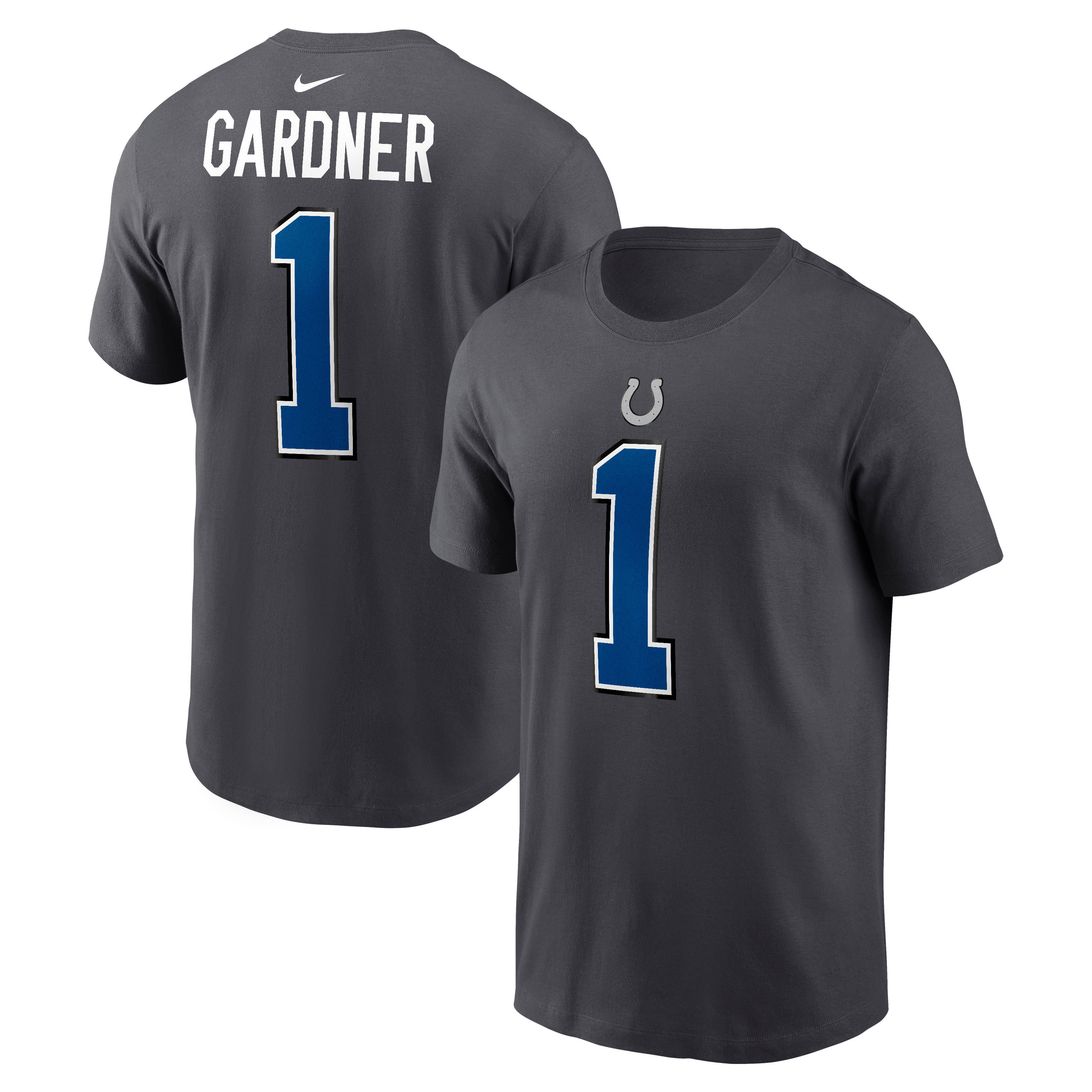 Men's Nike Ahmad Sauce Gardner Anthracite Indianapolis Colts 2026 Rivalries Collection Player Name & Number T-Shirt