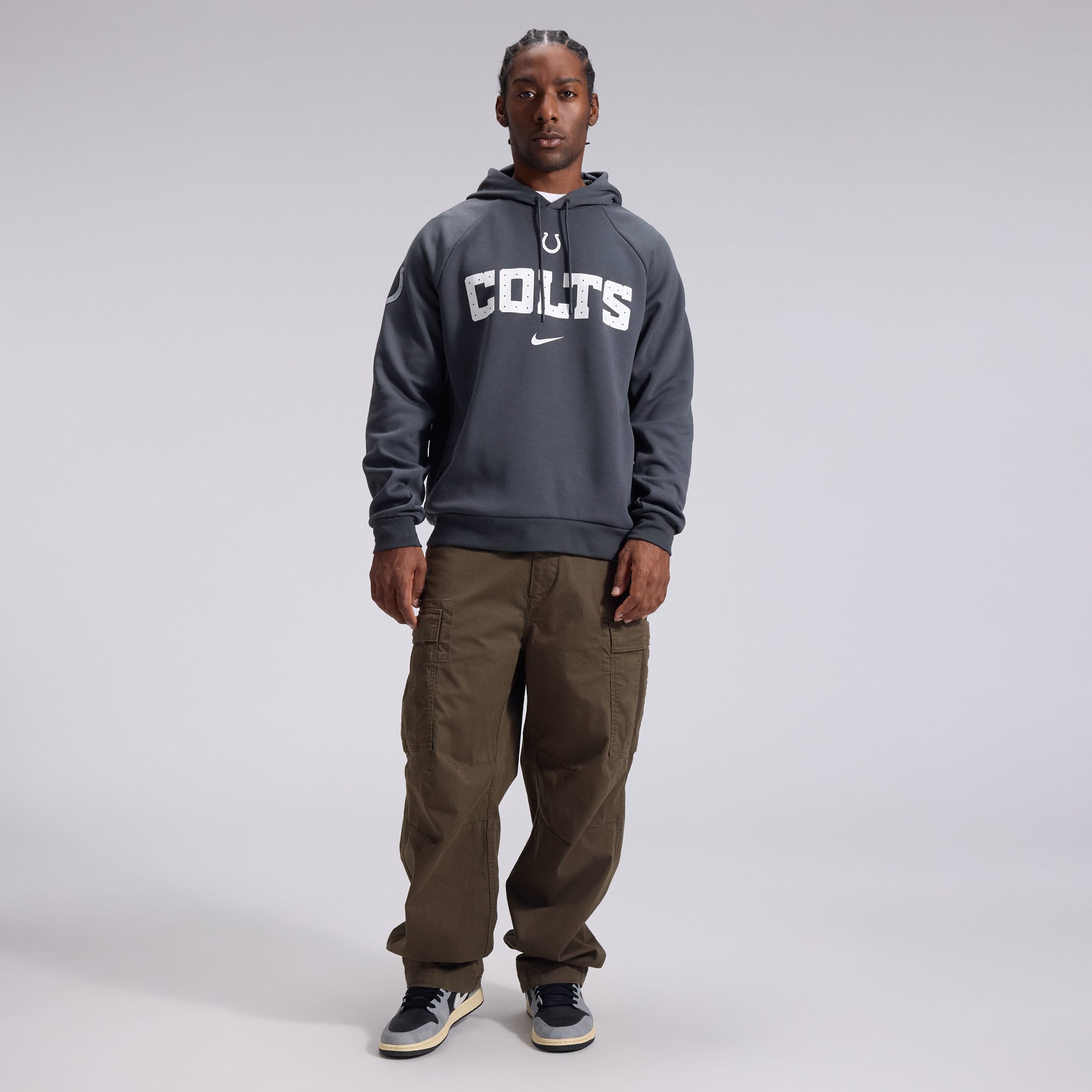 Men's Nike Anthracite Indianapolis Colts 2026 Rivalries Collection Dri-FIT Pullover Hoodie