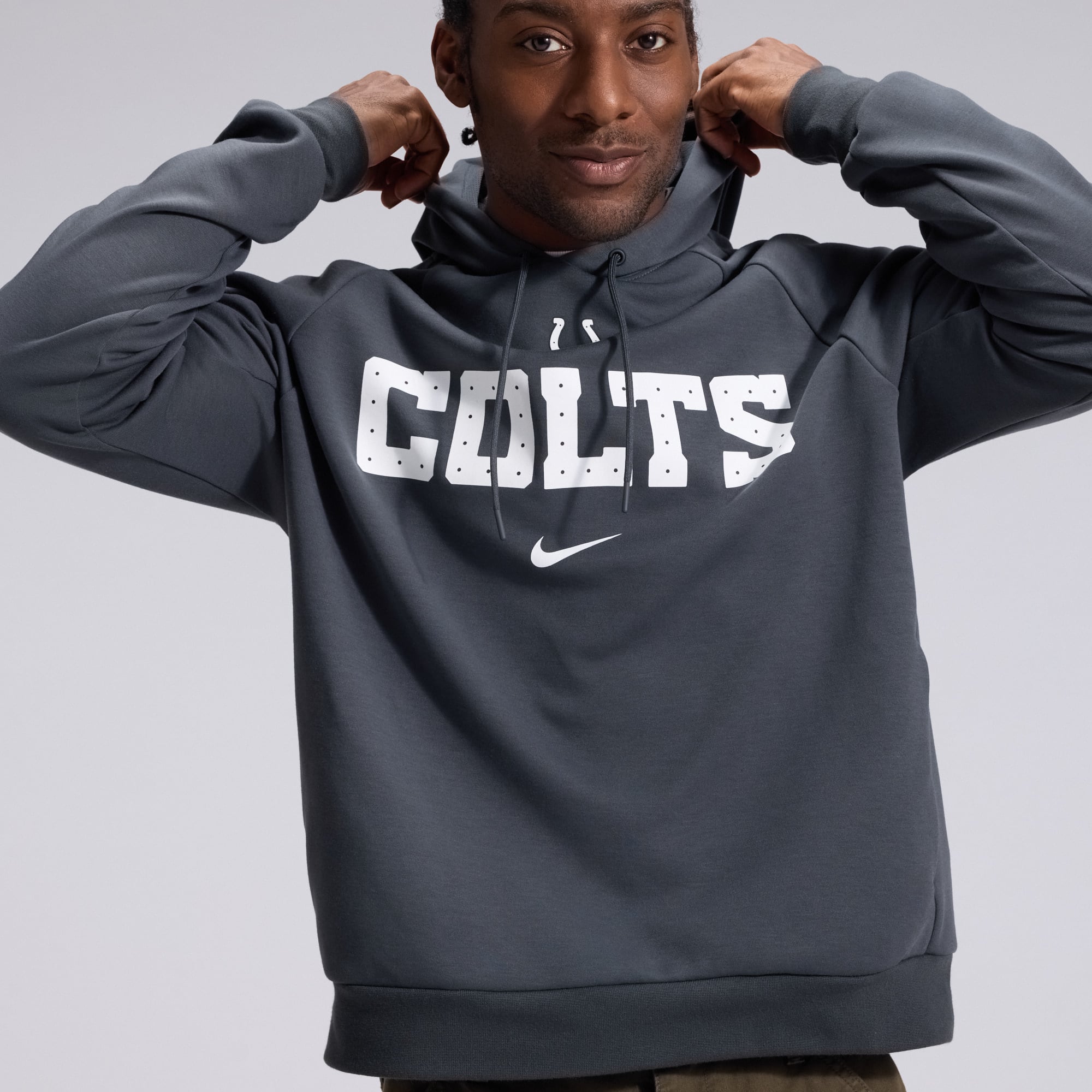 Men's Nike Anthracite Indianapolis Colts 2026 Rivalries Collection Dri-FIT Pullover Hoodie