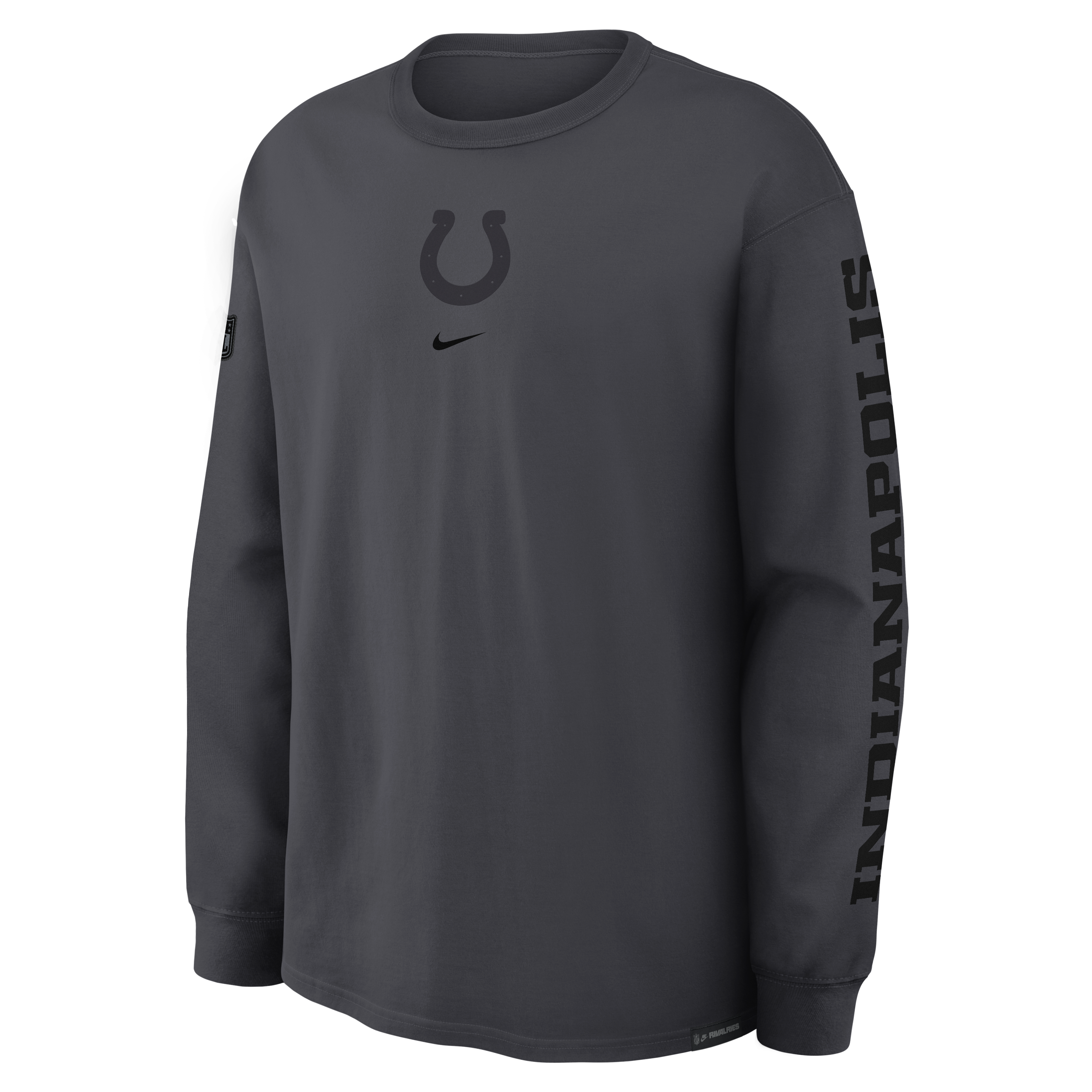 T-shirt à manches longues Nike Max90 pour homme, couleur anthracite, Indianapolis Colts, collection Rivalries 2026
