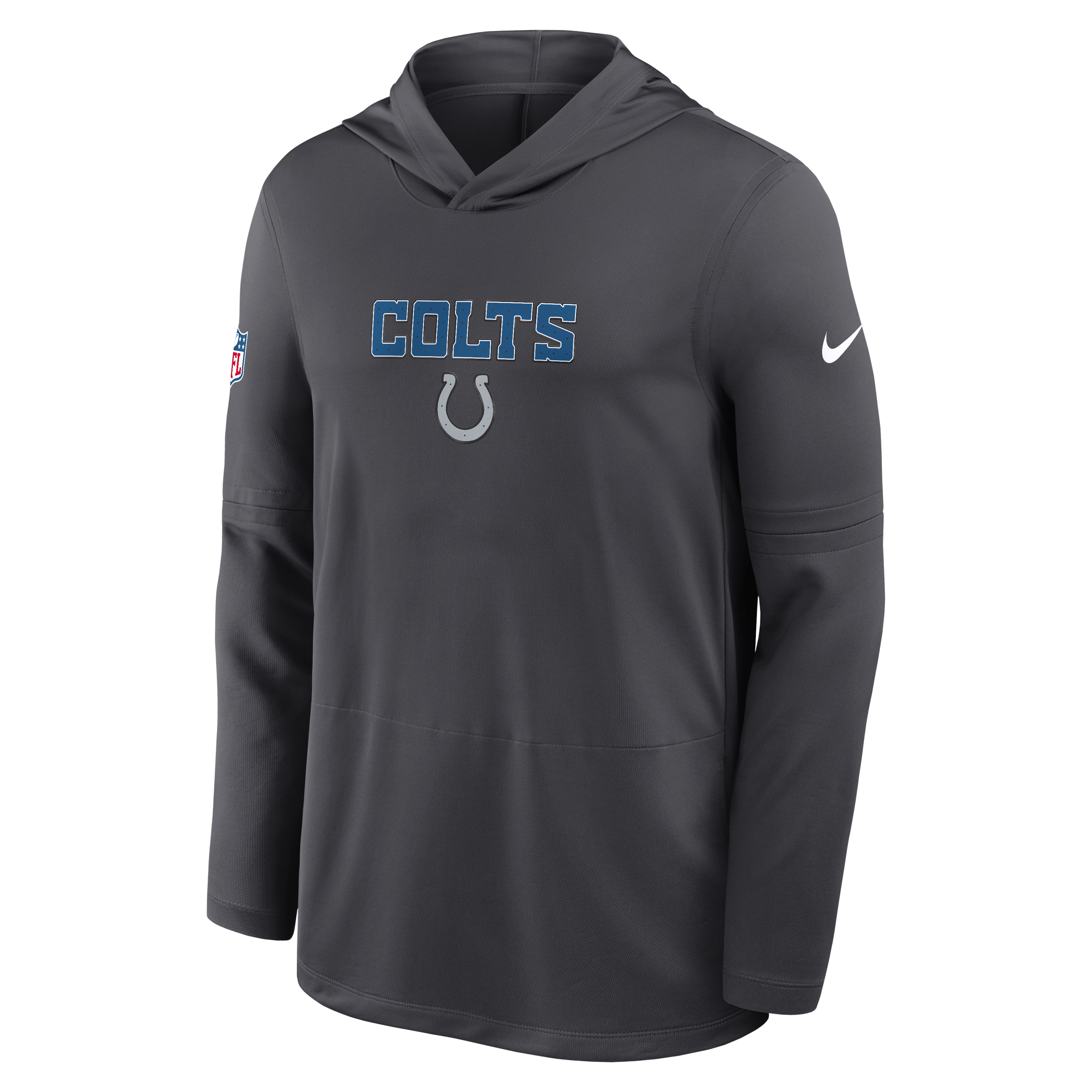 Men's Nike Anthracite Indianapolis Colts 2026 Rivalries Collection Sideline Lightweight Hooded Long Sleeve Top