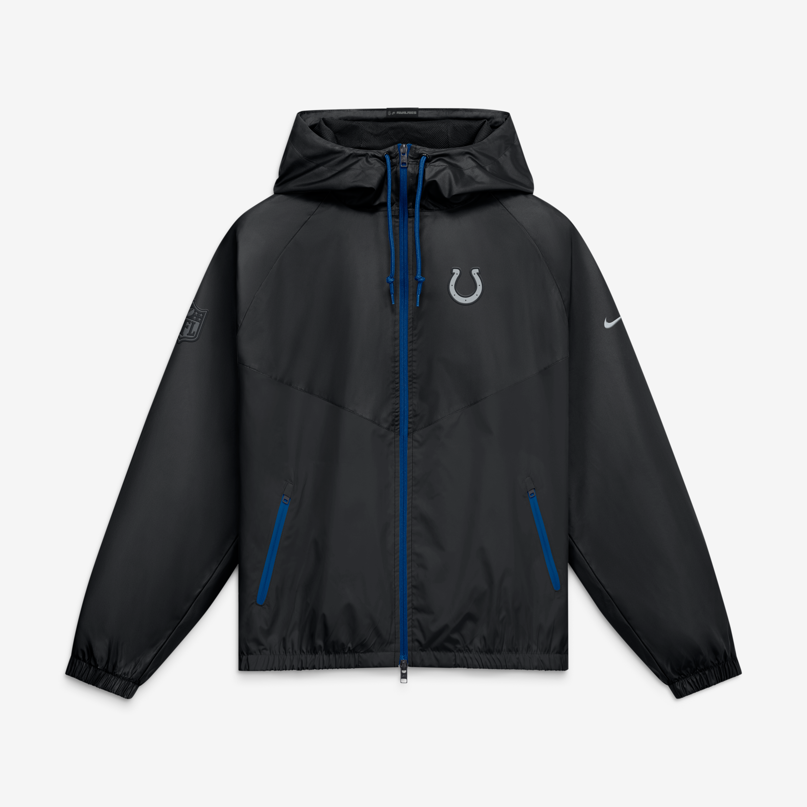 Veste coupe-vent zippée Nike Windrunner anthracite pour homme, collection Indianapolis Colts 2026 Rivalries