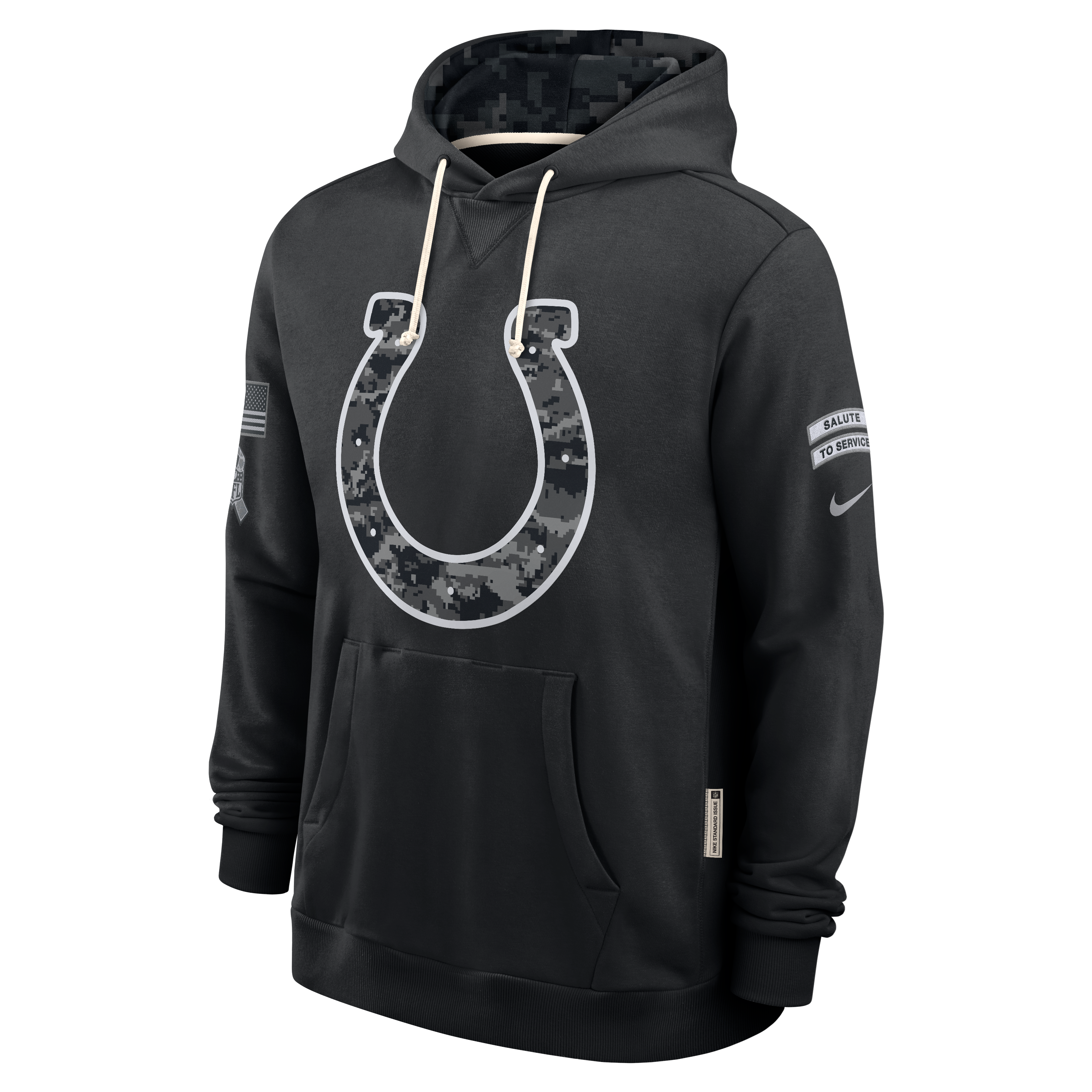 Sweat à capuche Nike Dri-FIT noir pour homme, Indianapolis Colts 2026 Salute to Service, collection Sideline.