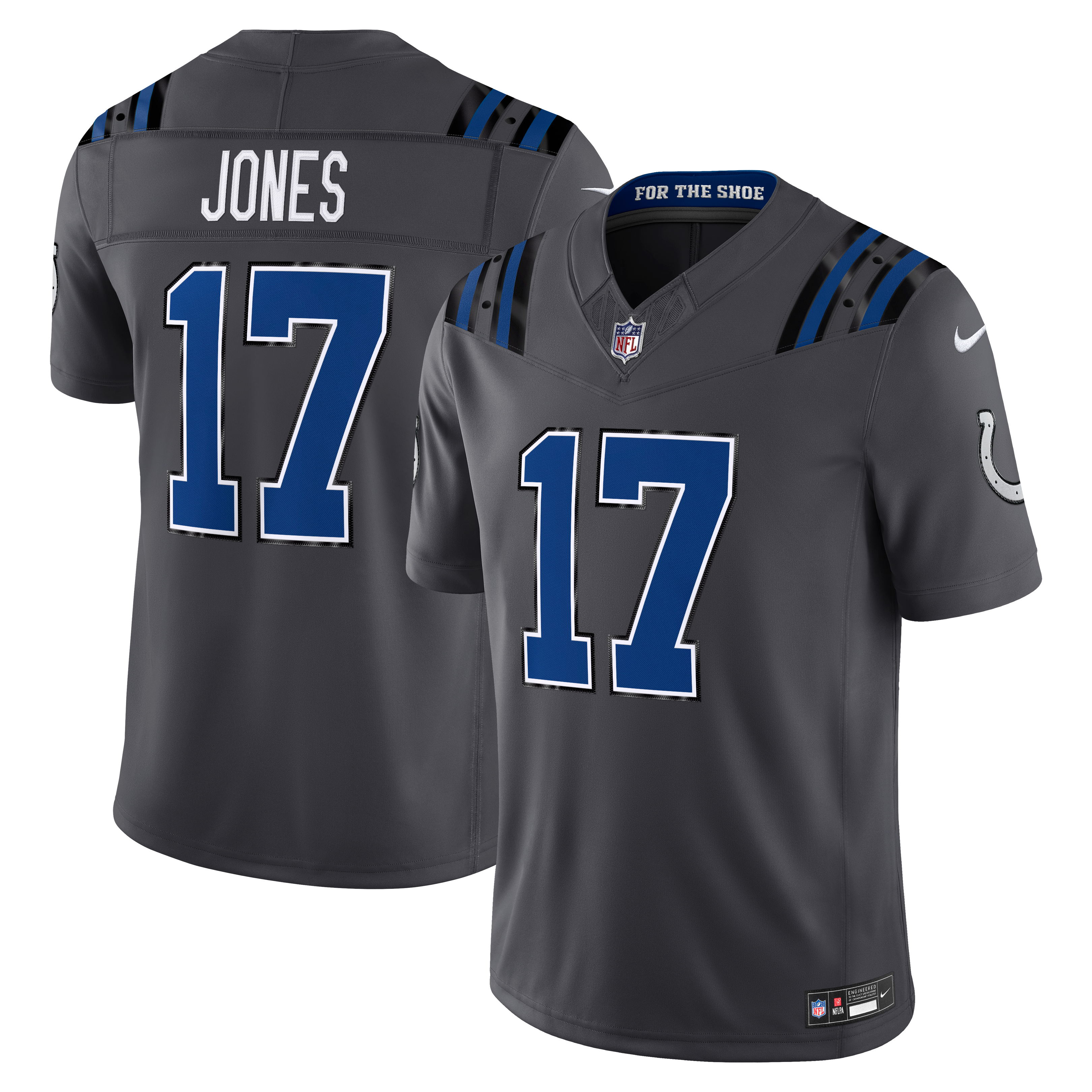 Men's Nike Daniel Jones Anthracite Indianapolis Colts 2026 Rivalries Collection Stitched Limited Jersey