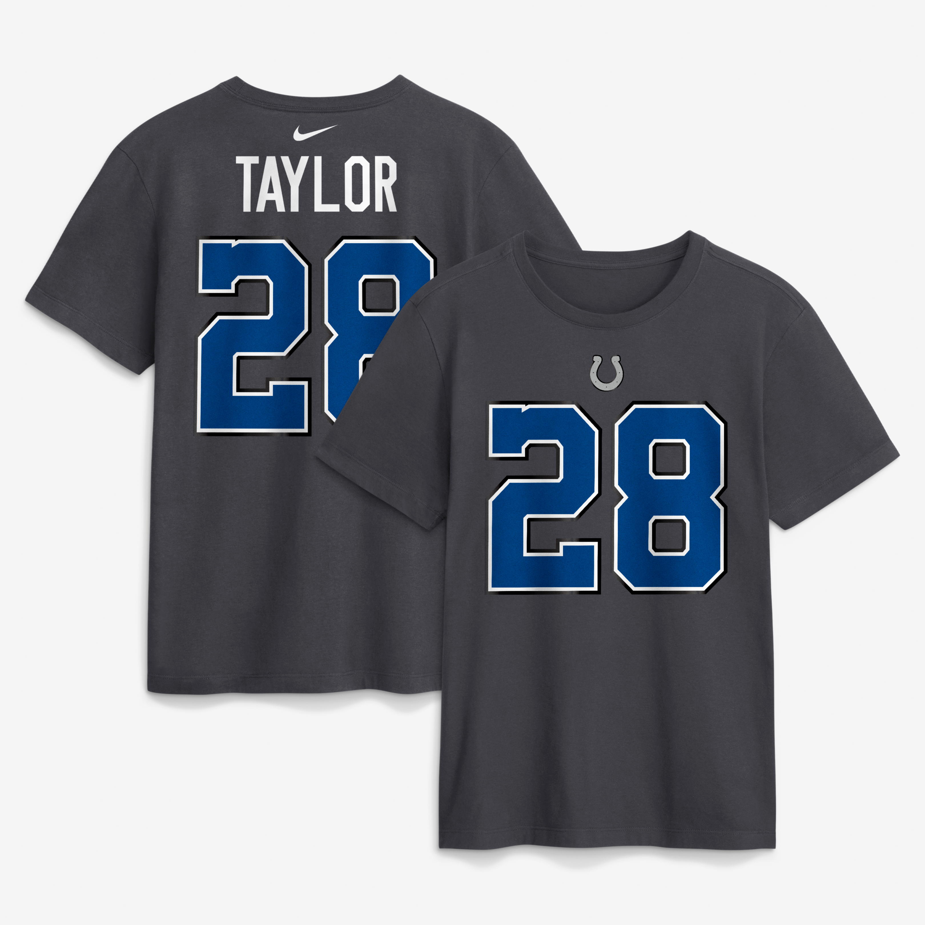 Men's Nike Jonathan Taylor Anthracite Indianapolis Colts 2026 Rivalries Collection Player Name & Number T-Shirt
