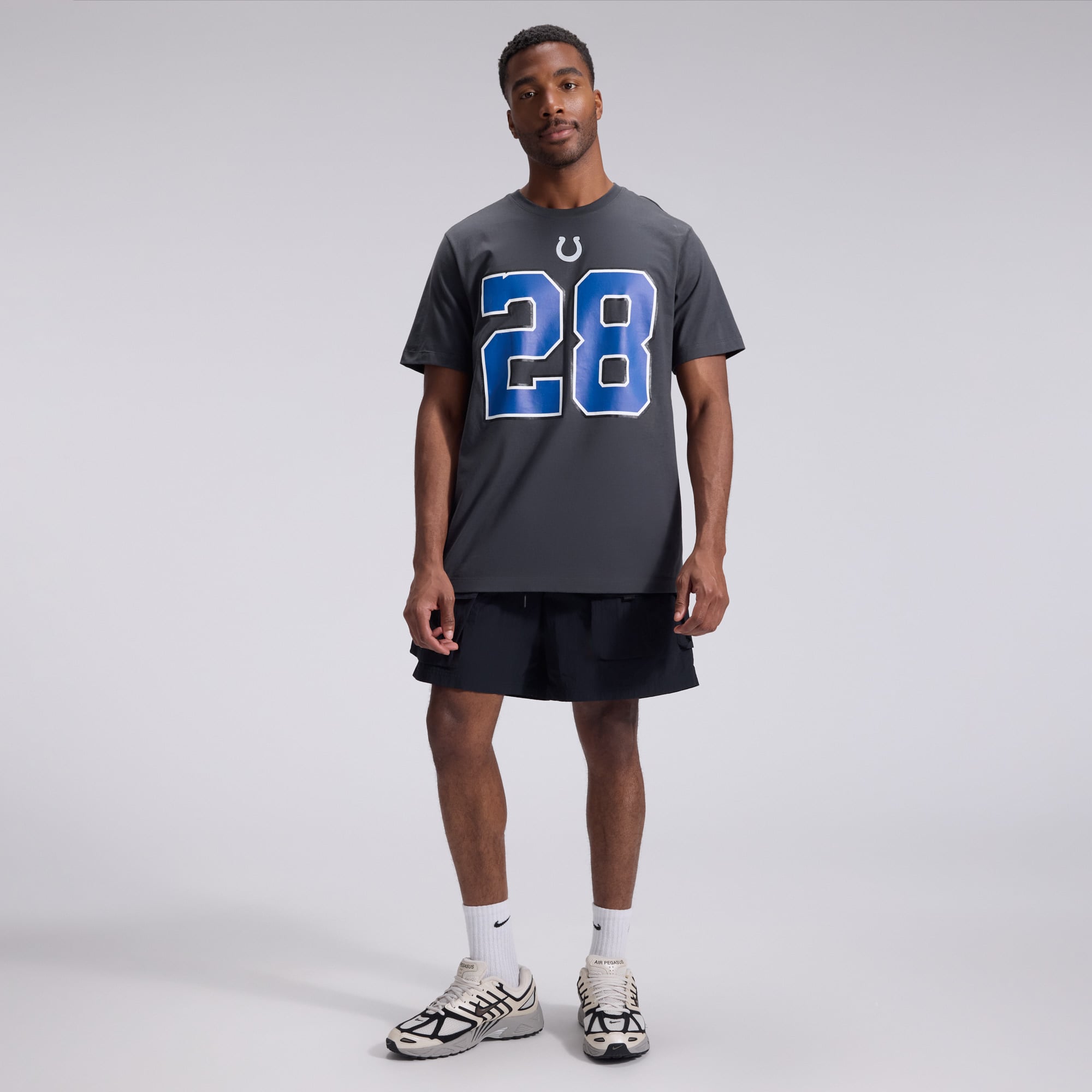 Men's Nike Jonathan Taylor Anthracite Indianapolis Colts 2026 Rivalries Collection Player Name & Number T-Shirt