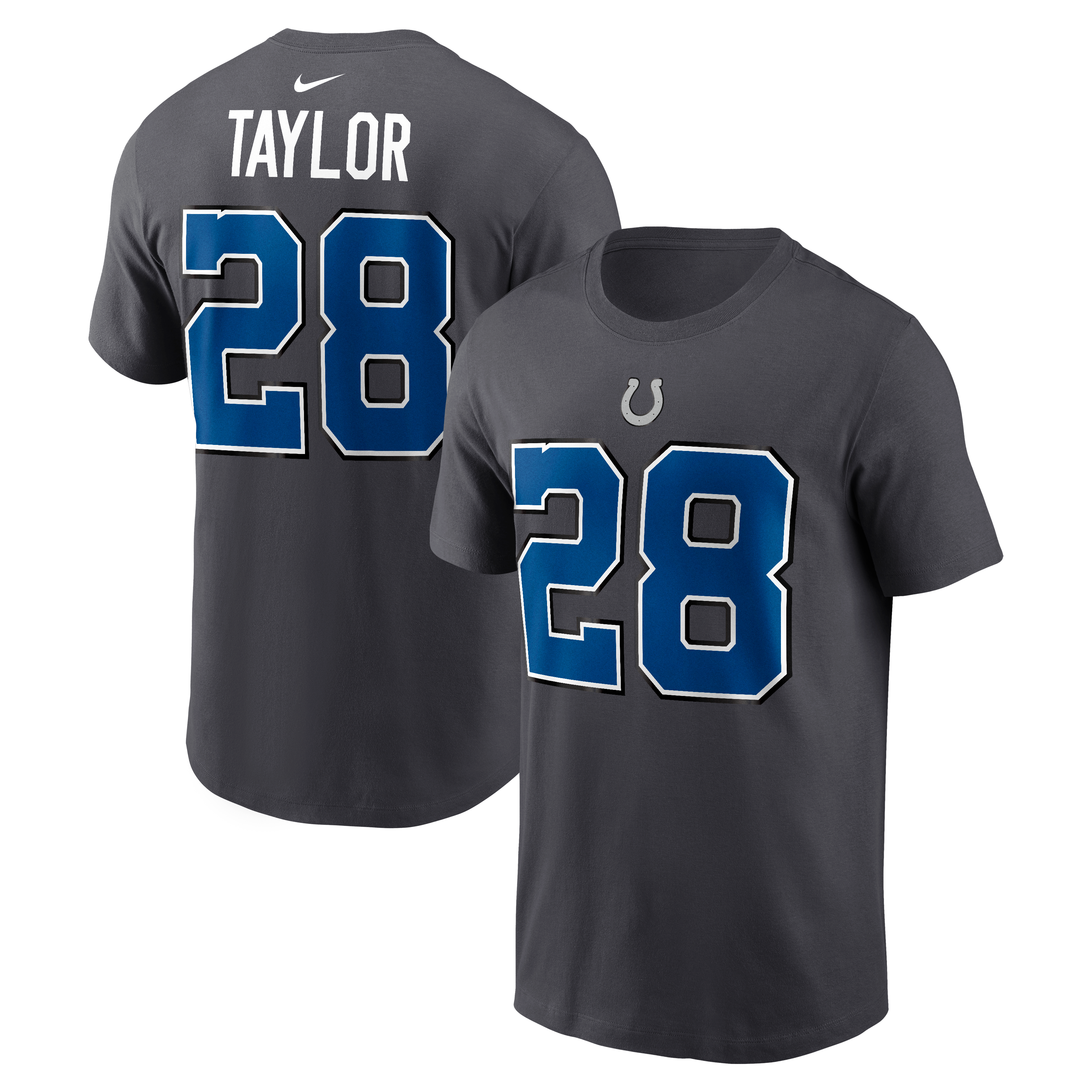 Men's Nike Jonathan Taylor Anthracite Indianapolis Colts 2026 Rivalries Collection Player Name & Number T-Shirt