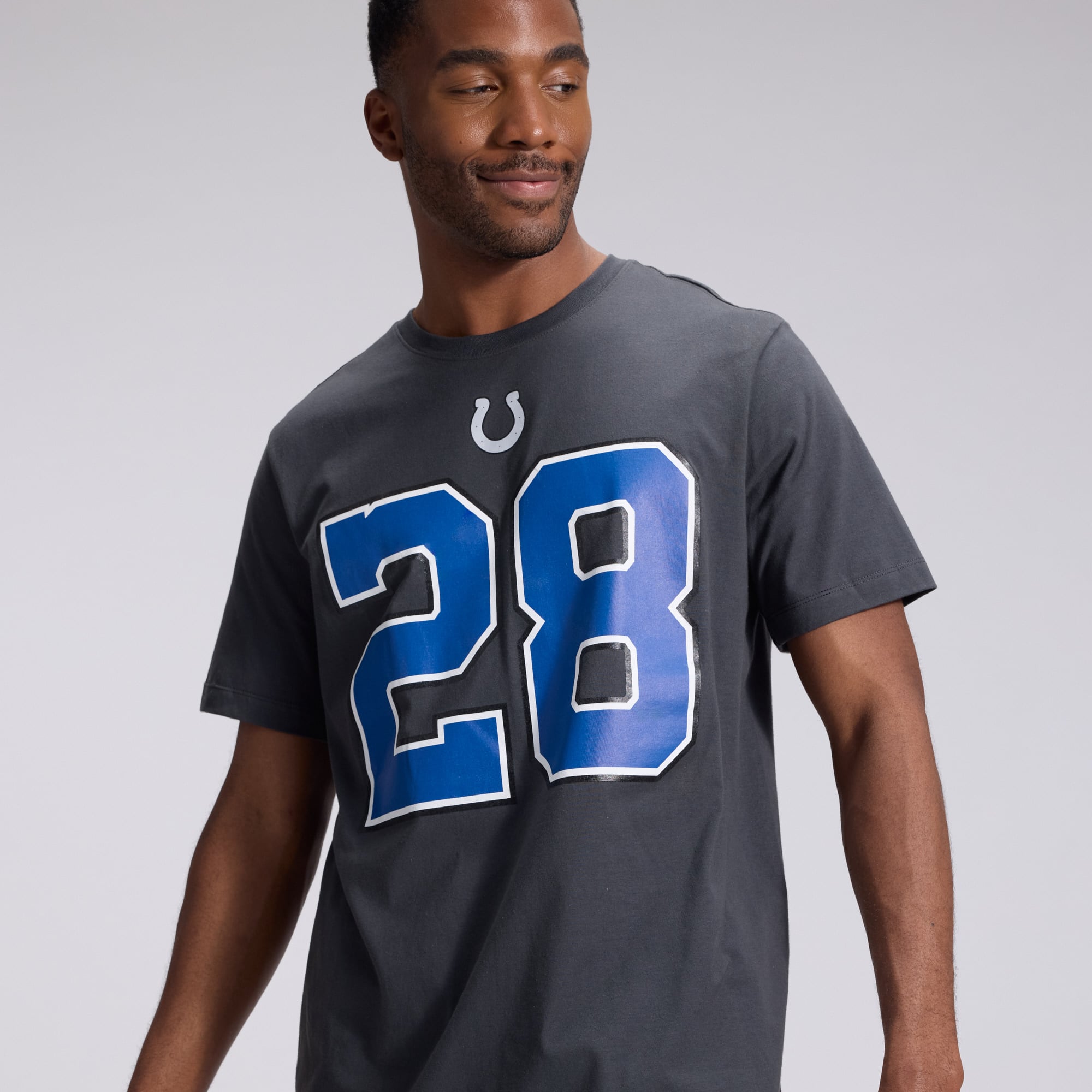 Men's Nike Jonathan Taylor Anthracite Indianapolis Colts 2026 Rivalries Collection Player Name & Number T-Shirt