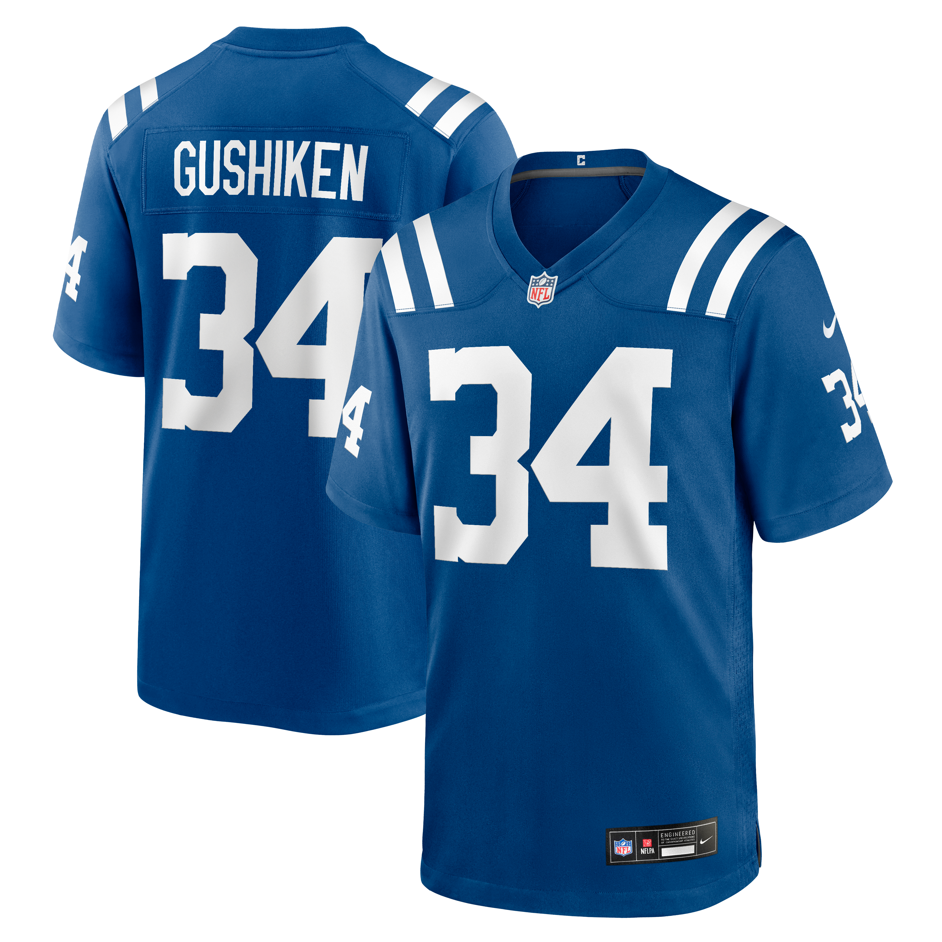 Maillot de match Nike Kapena Gushiken Royal Indianapolis Colts pour homme