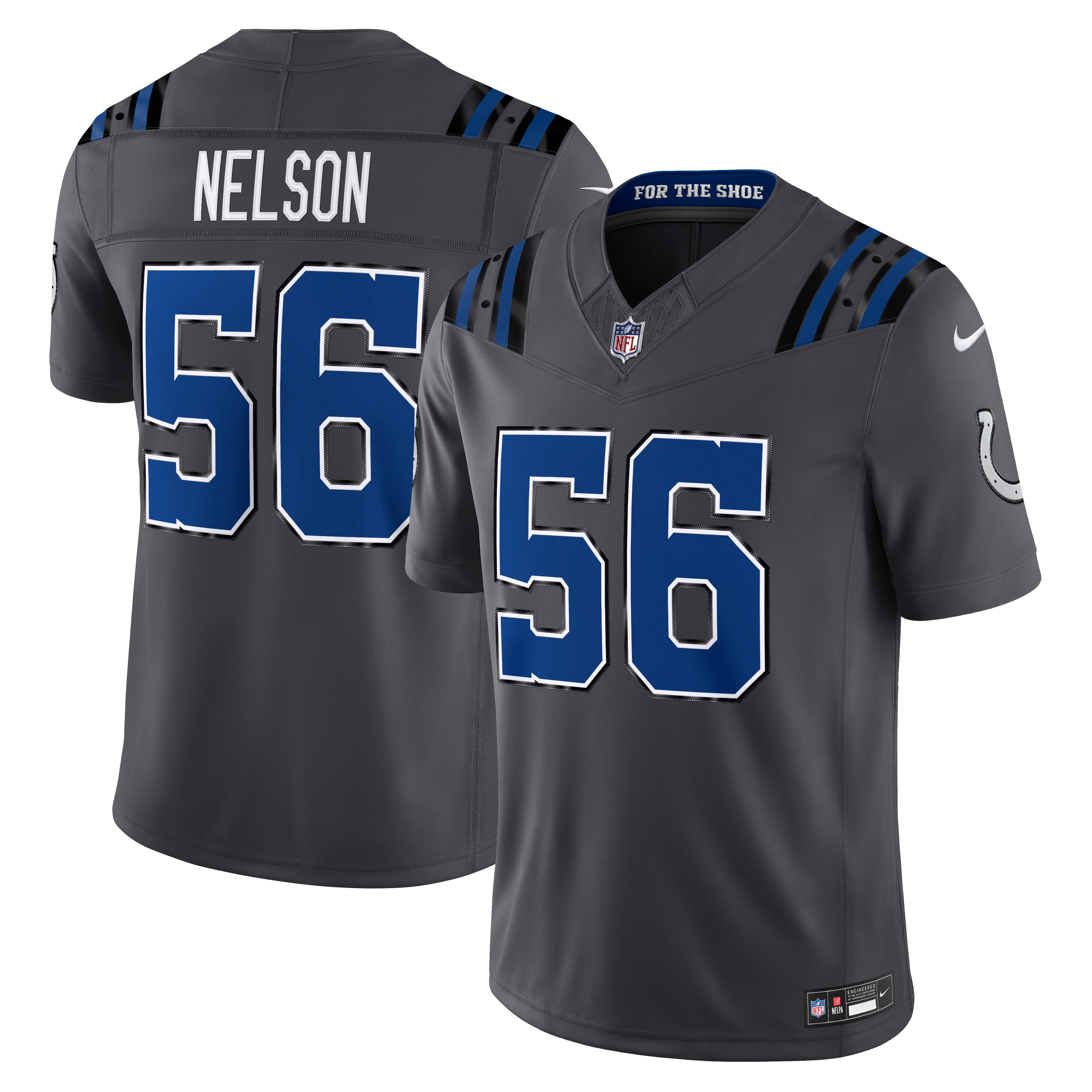 Men's Nike Quenton Nelson Anthracite Indianapolis Colts 2026 Rivalries Collection Stitched Limited Jersey