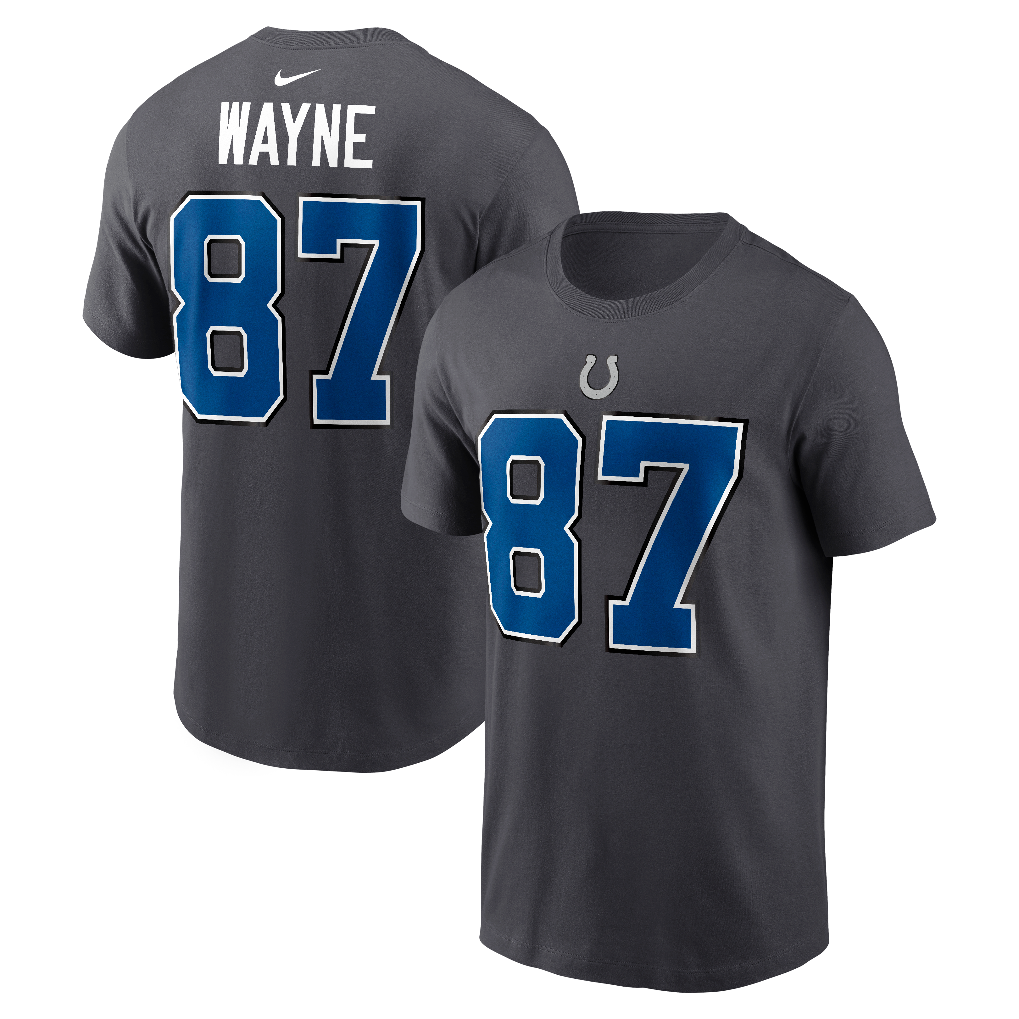 Men's Nike Reggie Wayne Anthracite Indianapolis Colts 2026 Rivalries Collection Player Name & Number T-Shirt