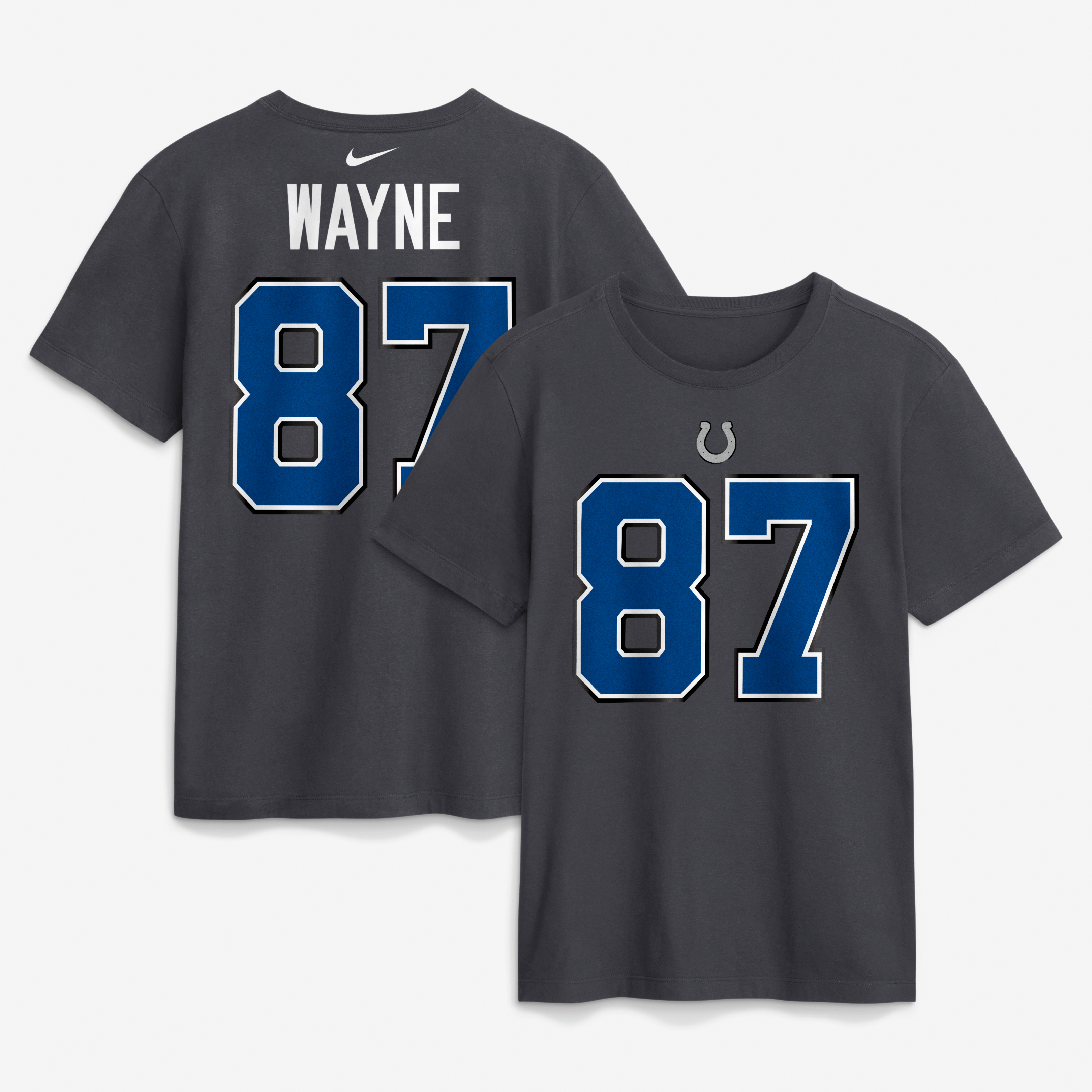Men's Nike Reggie Wayne Anthracite Indianapolis Colts 2026 Rivalries Collection Player Name & Number T-Shirt