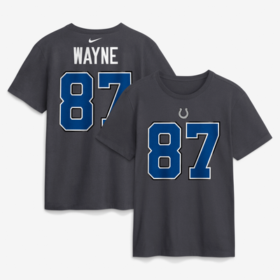 Reggie Wayne Indianapolis Colts Nike 2026 Rivalries Collection Player Name & Number T-Shirt - Anthracite