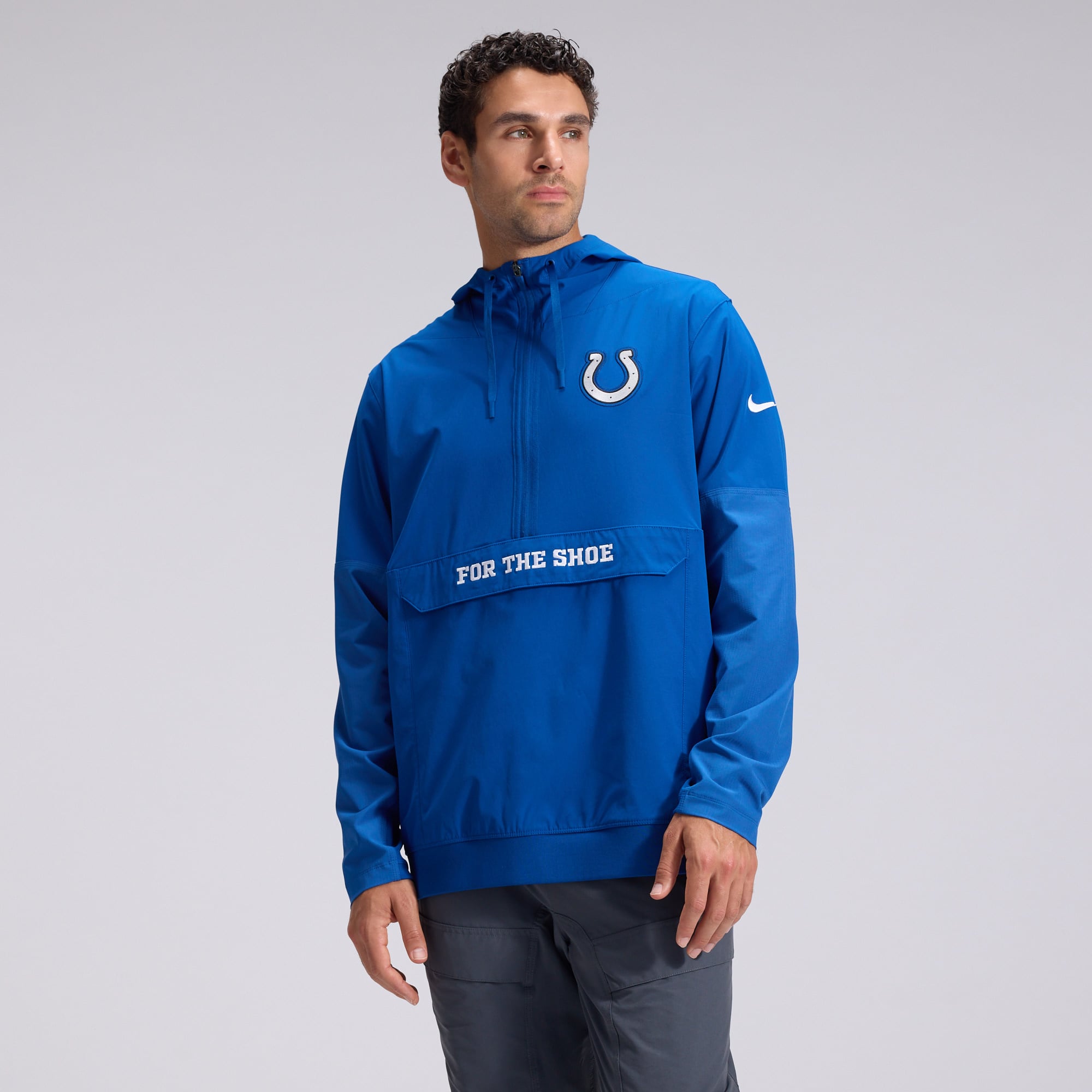 Men's Nike Royal Indianapolis Colts 2026 Rivalries Collection Sideline Anorak Half-Zip Jacket